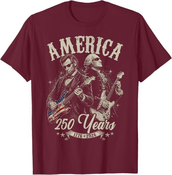 George Washington Lincoln Playing Guitar Abe Lincoln 250th T-Shirt
