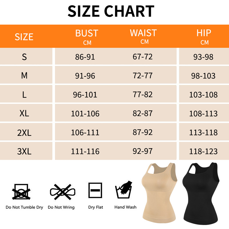 Women Square Neck Camisole Vest Built In Bra Tummy Control Slimming Body Shaper