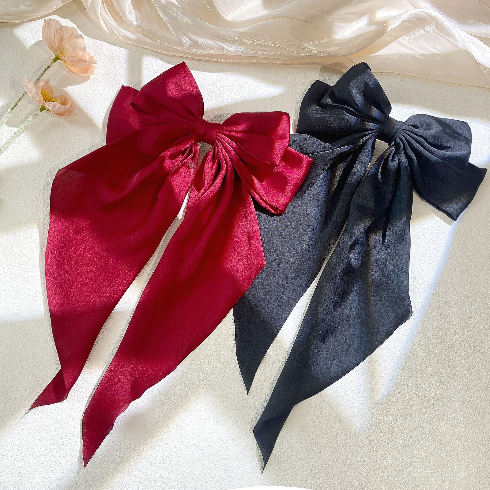 10 PCS Large Hair Ribbon Barrettes with 10 Count (Pack of 1), 10 Colors A