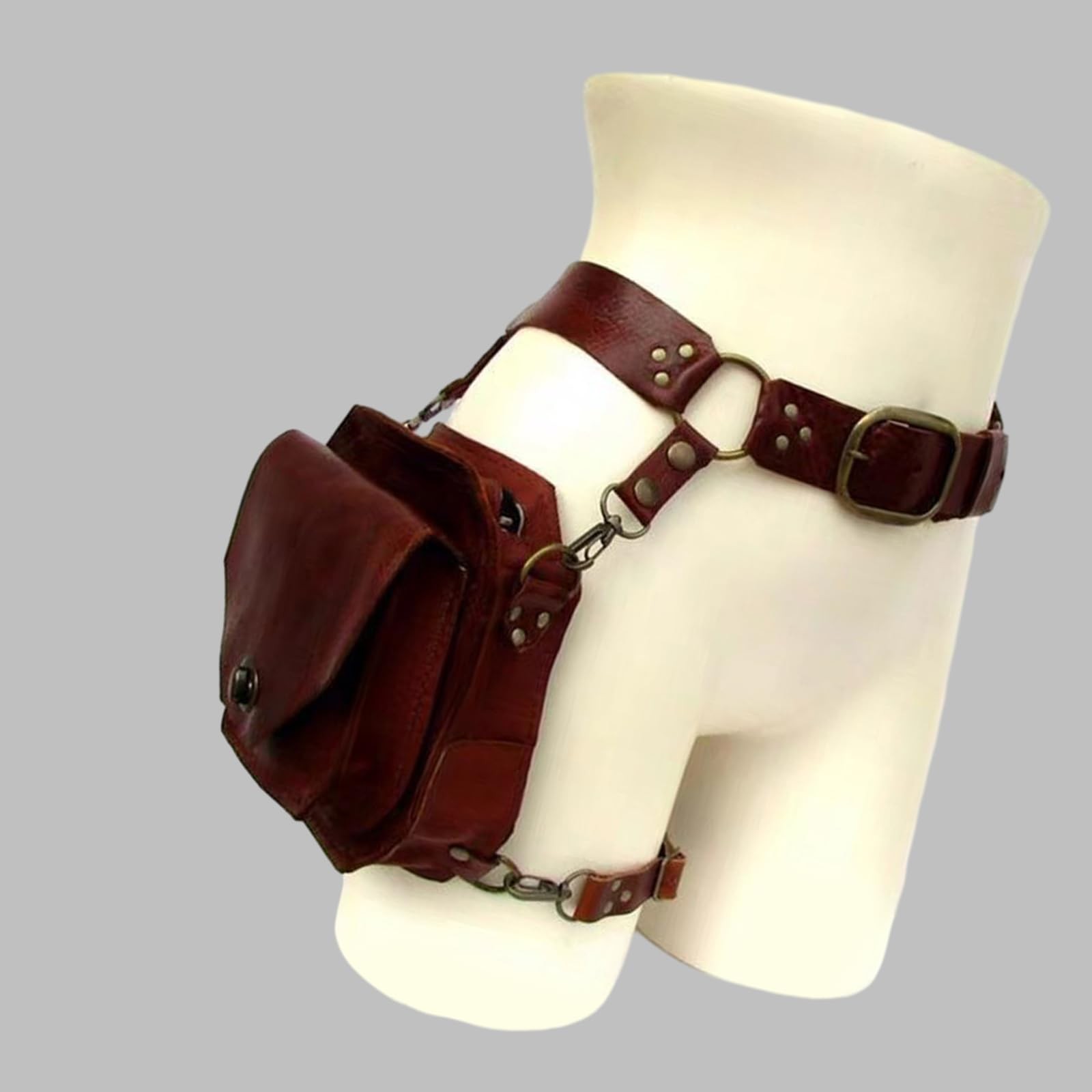 Steampunk Waist Pack Thigh Purse Medieval PU Leather Fanny Bag Cosplay Costum…