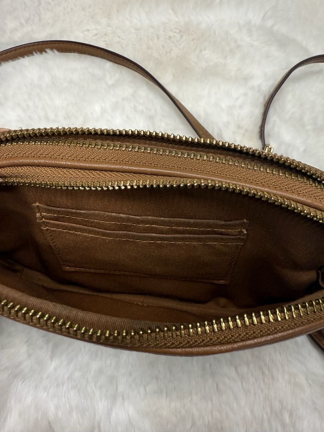 Coach Double Zip Camera Crossbody Bag in Brown Pebbled Leather