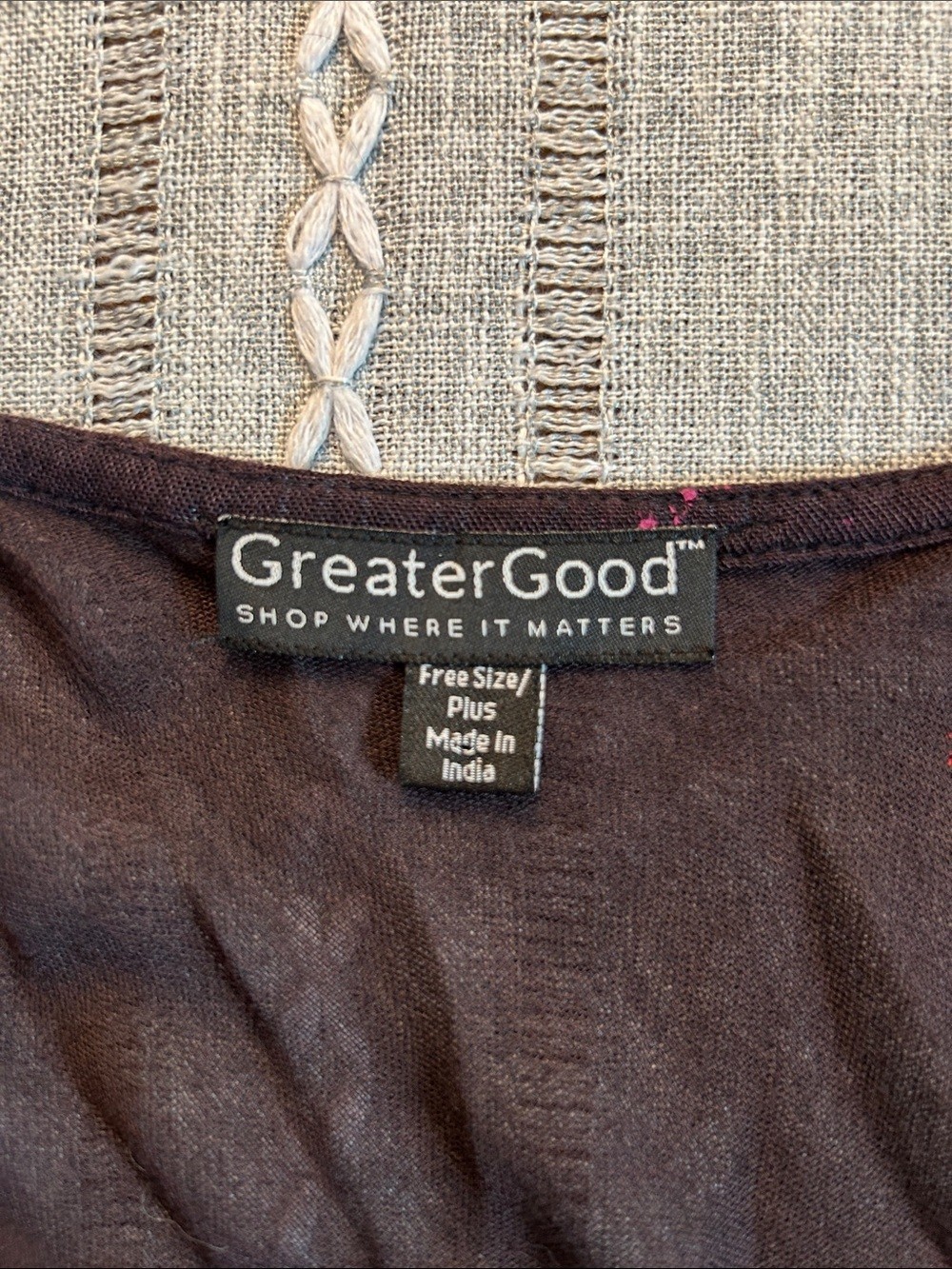 Greater Good Boho Midi Dress with Beaded Neckline in Brown and Teal