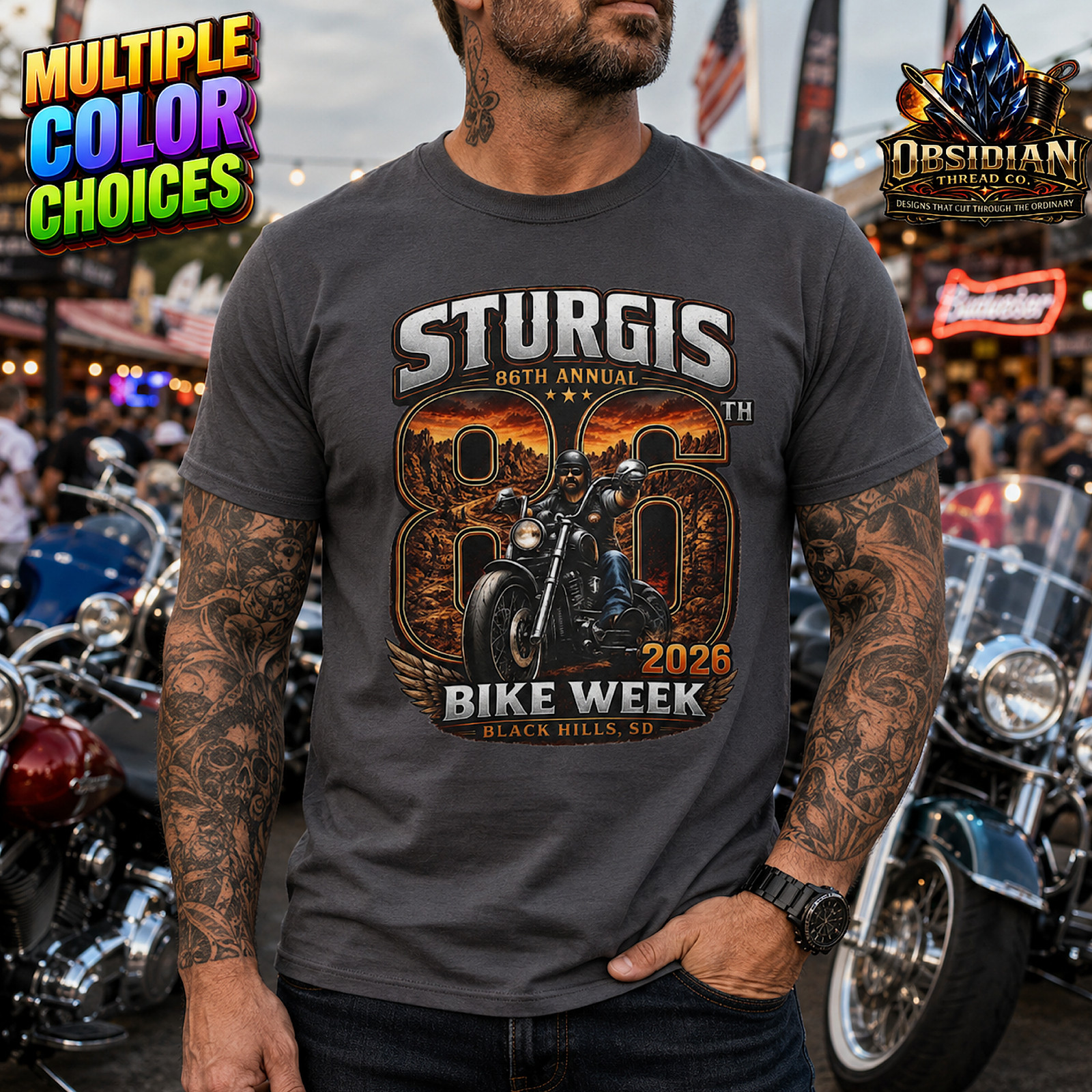 Sturgis Bike Week 2026 86th Annual Black Hills Motorcycle Rally Shirt No Harley