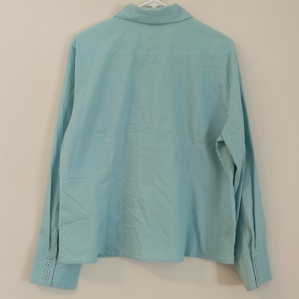 Ricki’s Blue Button Front Textured Blouse XXL Business Casual Office Chic