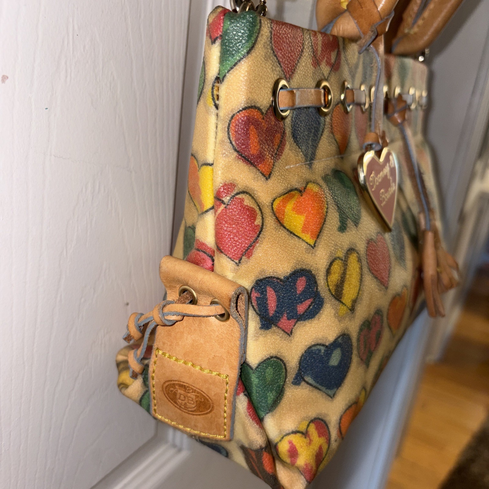 Dooney & Bourke Multi-Colored Rainbow Doodle Heart Vintage Handbag