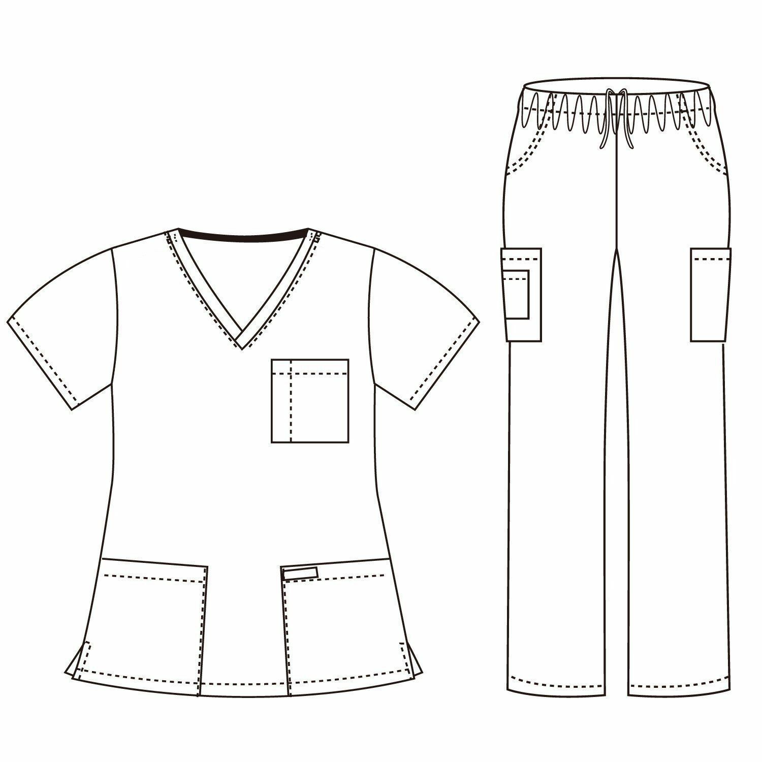 Unisex STRETCH Scrub Sets Solid V-Neck Top Cargo Pant Men Women Nursing Uniform