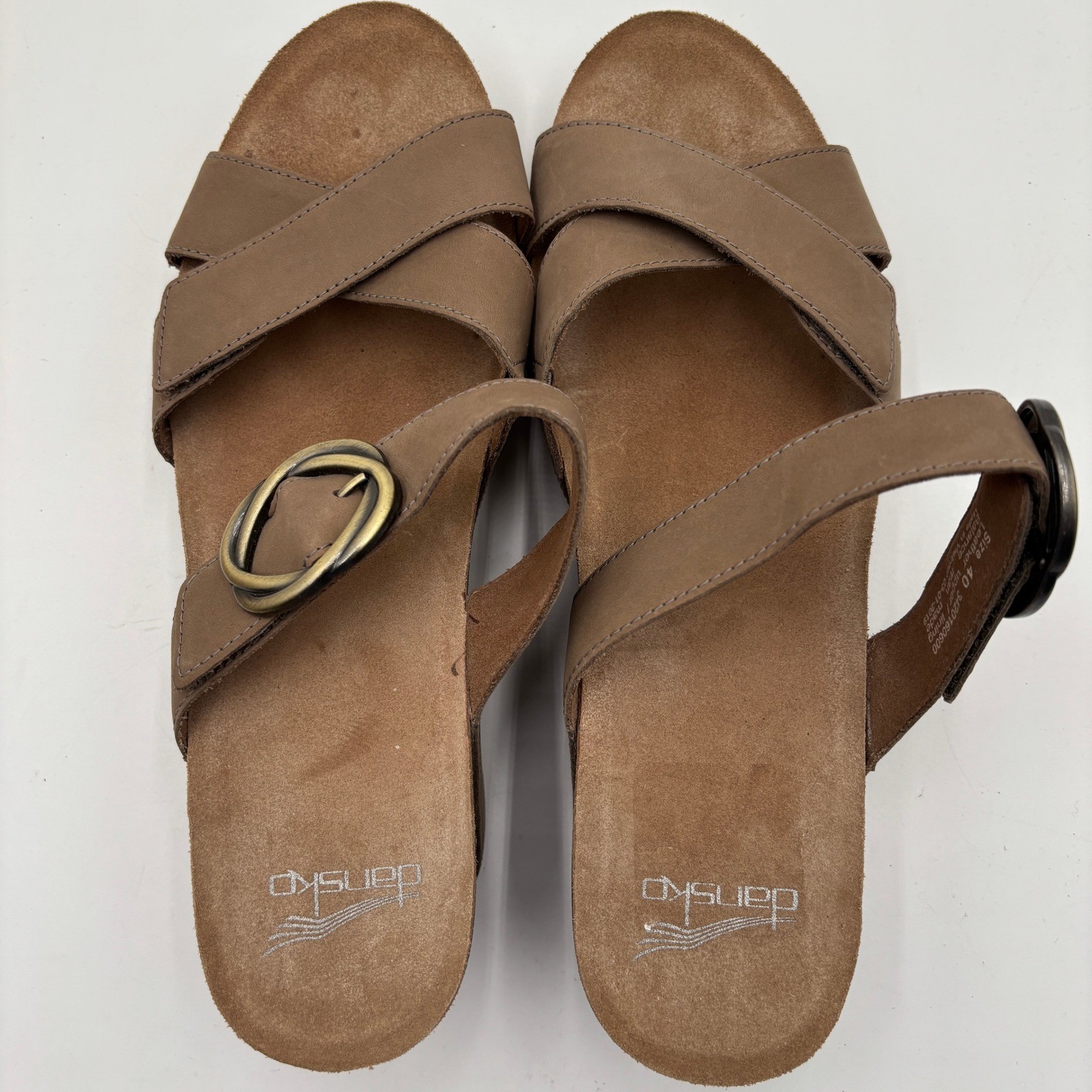 Womens Dansko Susie Wedge Sandals Size (9.5-10) Taupe Leather Comfort