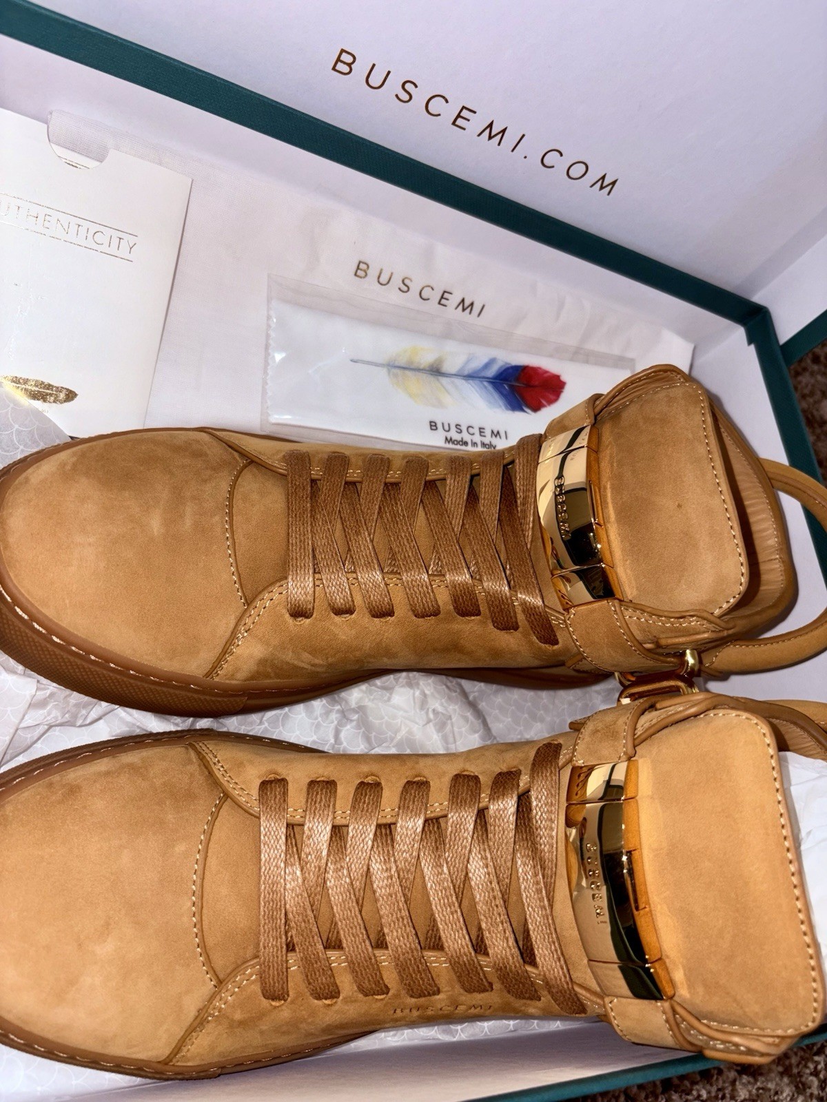 BUSCEMI Men’s 100mm High Top Sneakers Italian Leather, Size 43