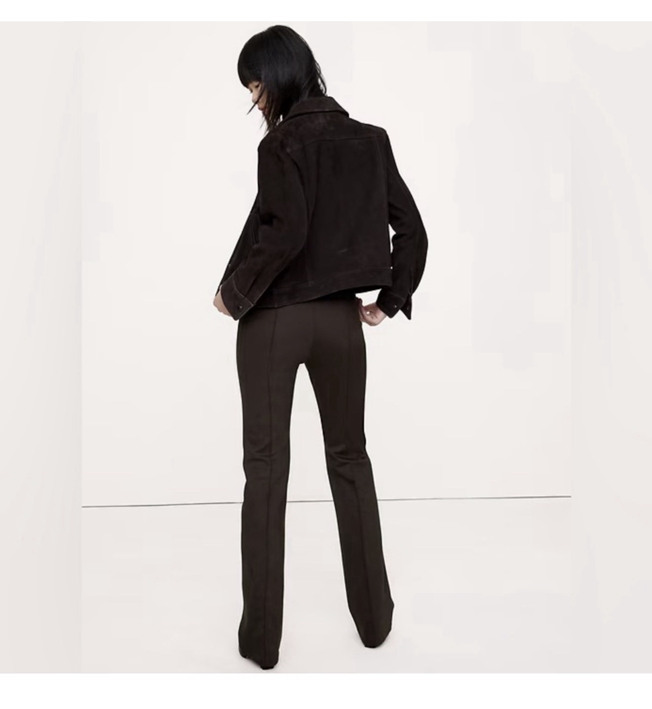 Banana Republic Ponte High-Rise Pull-On Crop Flare Pants Brown XL 27″ Inseam