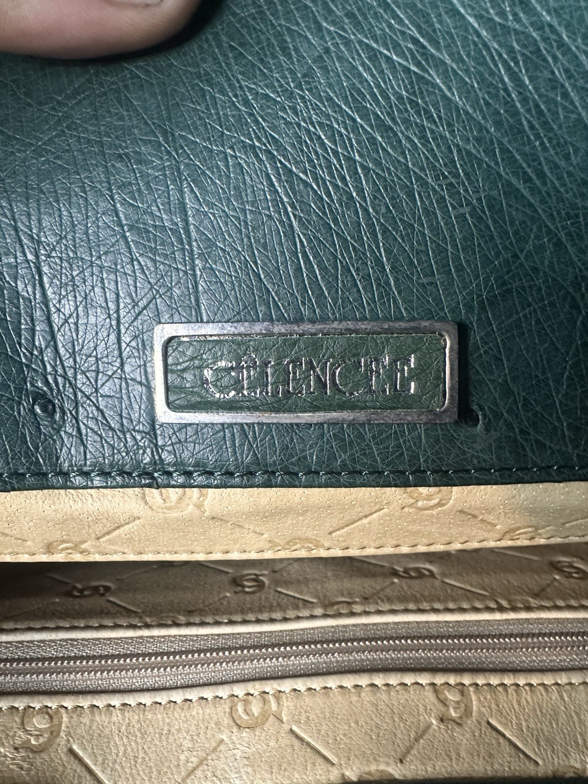 JRA Celencee Nicola Ferri Green Ostrich Leather Top Handle Bag