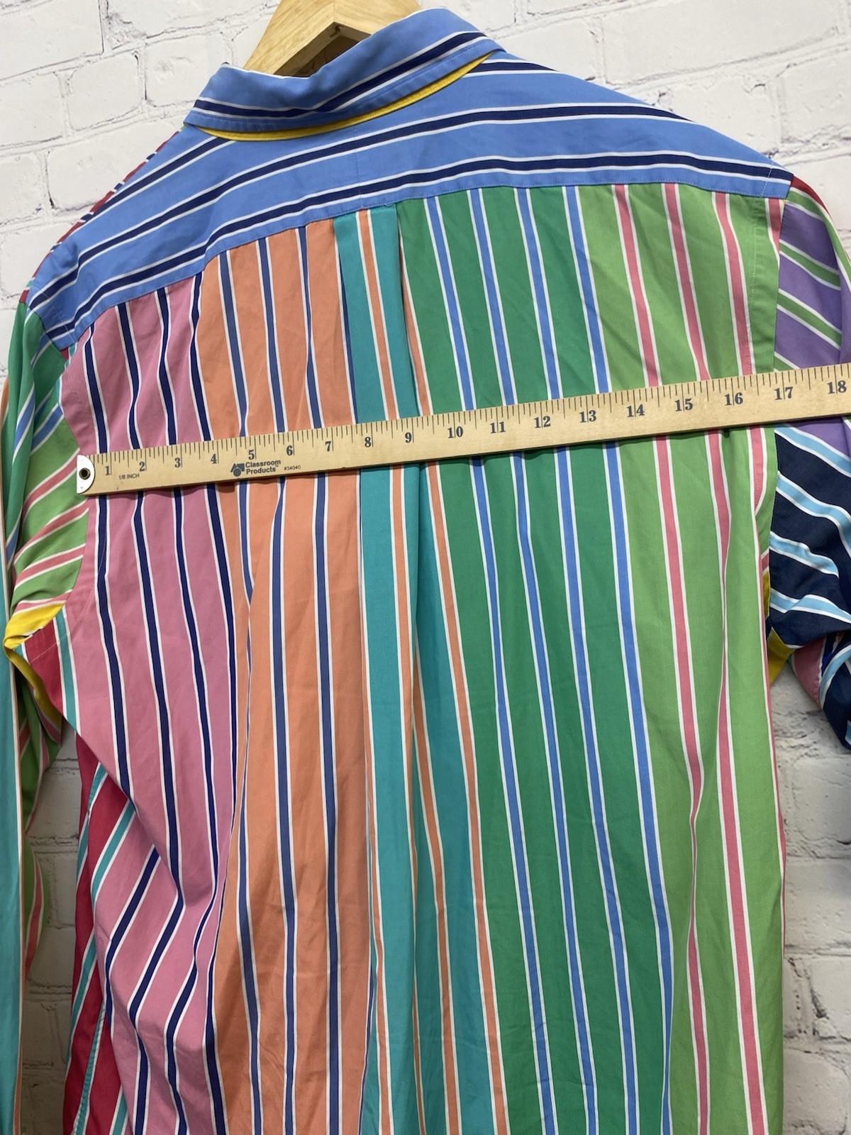 FUNKY Ralph Lauren Custom Fit Large Various Stripe Colorful Dress Shirt