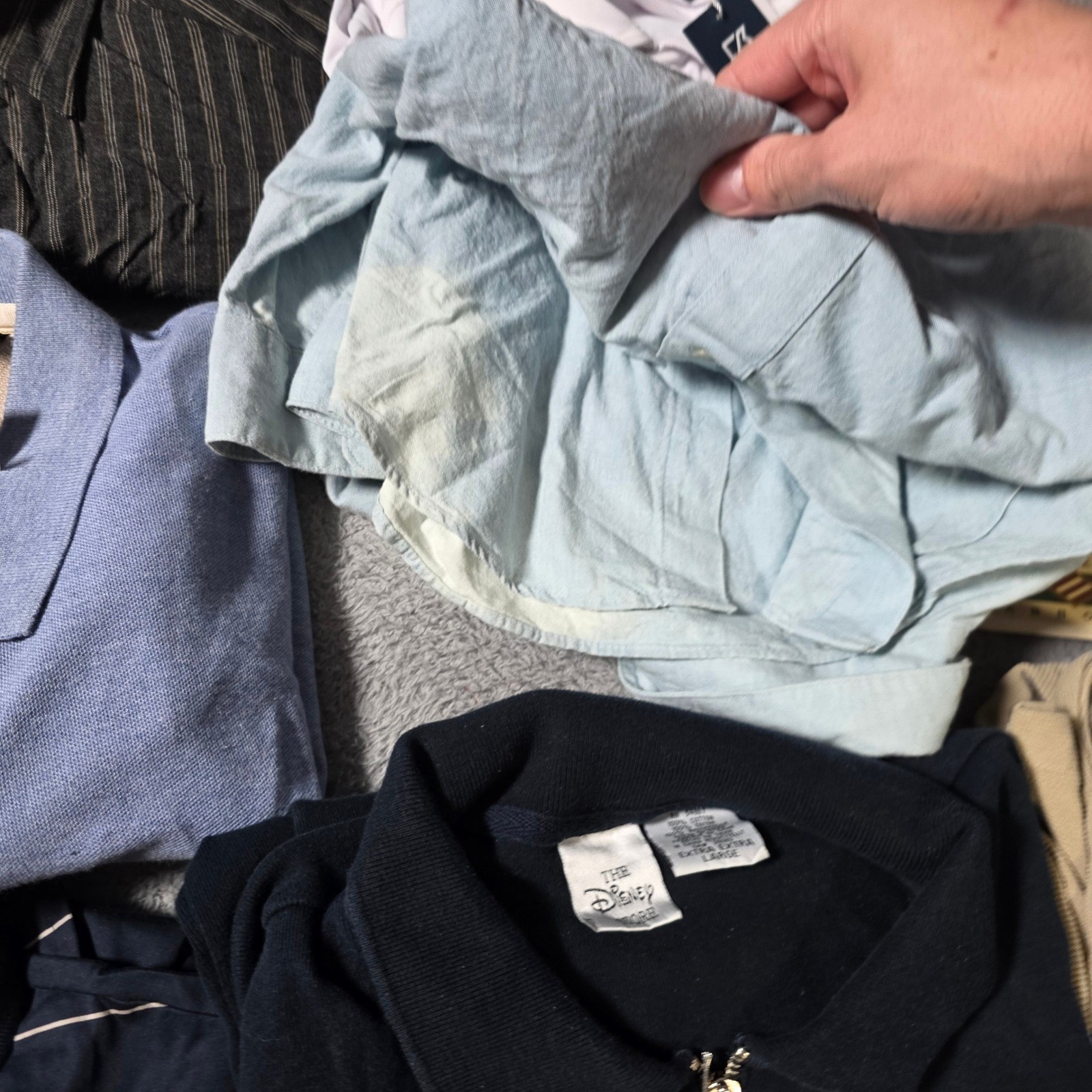 Multi Brand Mens Mixed Size Polo Button Down Shirt Lot 8pc Navy Blue ALL FLAWED