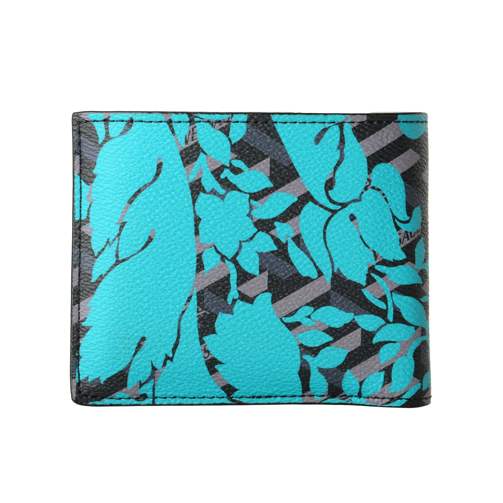 Versace Unisex Multi-Color 100% Textured Leather Floral Print Bifold Wallet