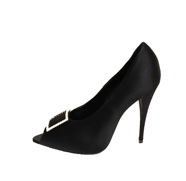 New! Saint Laurent 115mm Crystal-Embellished Satin Pumps Sz 38.5 8.5 US DD434A