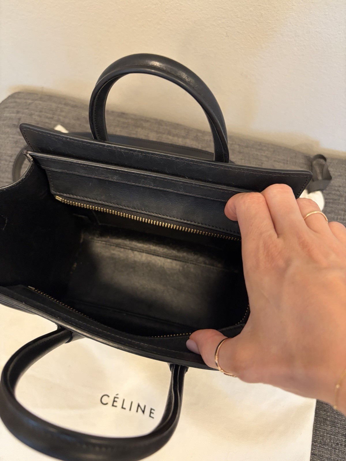CELINE Black Nano Top Handle Bag