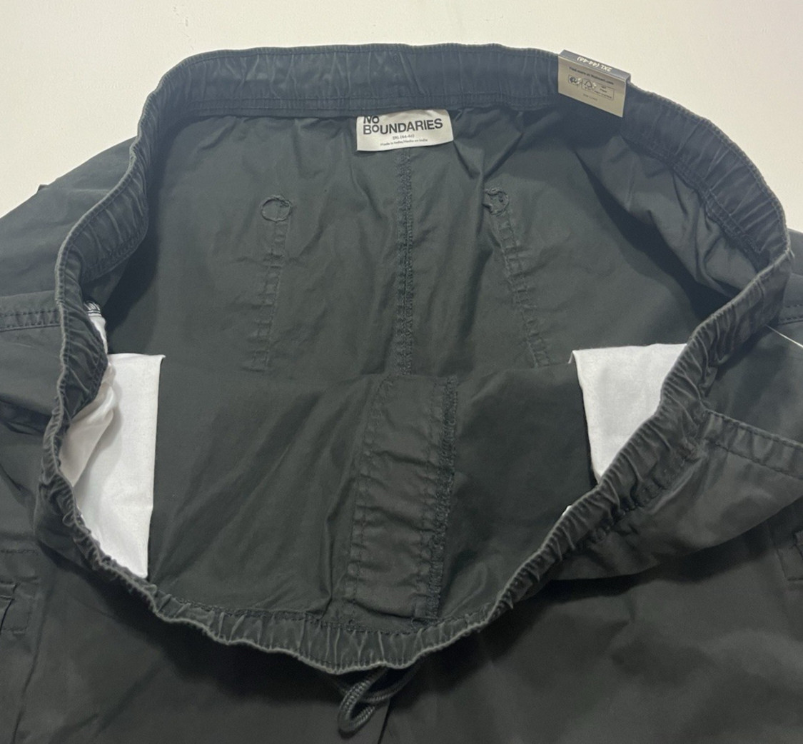 No Boundaries Men’s Cargo Pants Size 2XL (44-46) Elastic Waist – Grey Shadow NEW