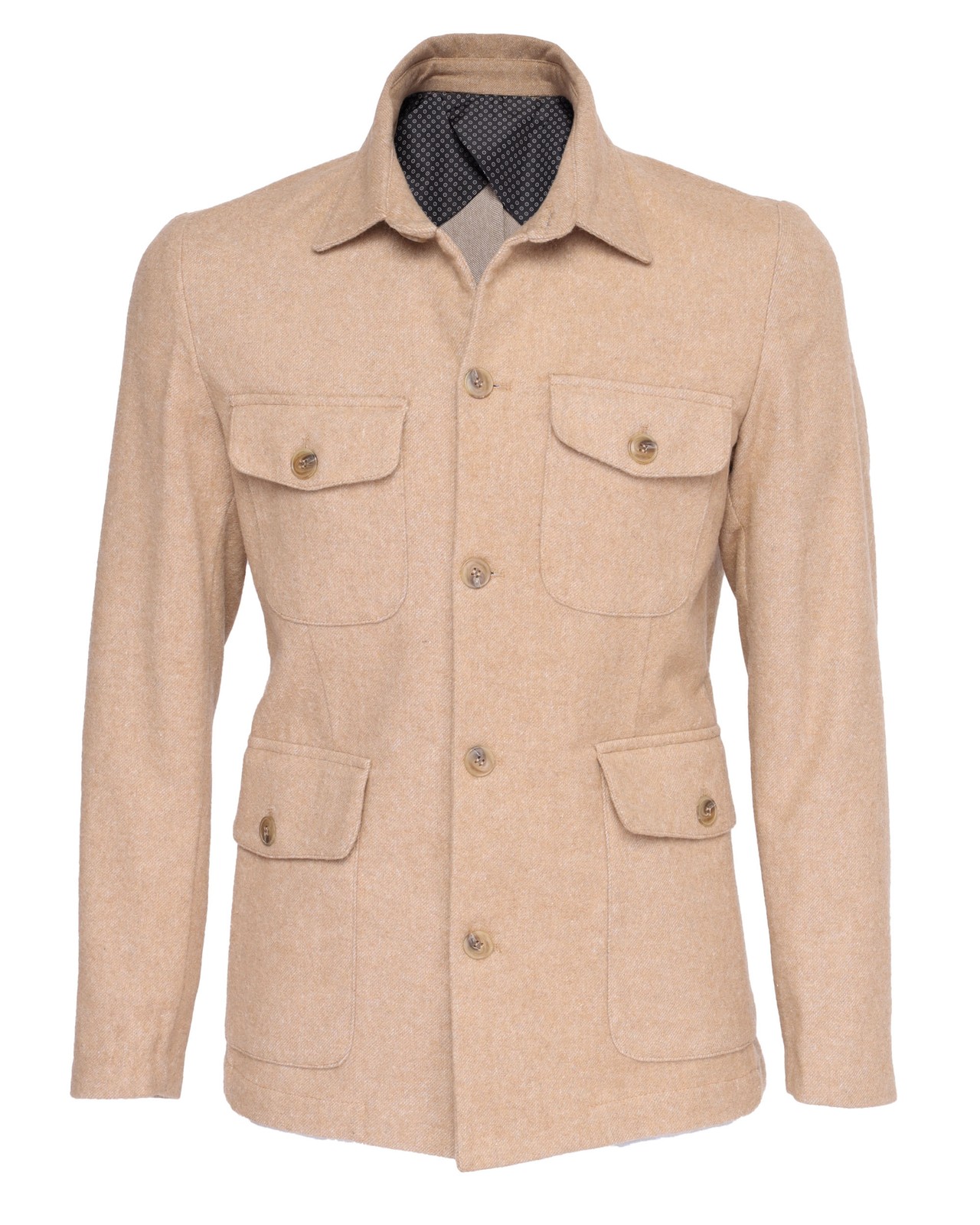 NWT EZZELINO FIELD JACKET beige cotton cashmere wool luxury Italy XS