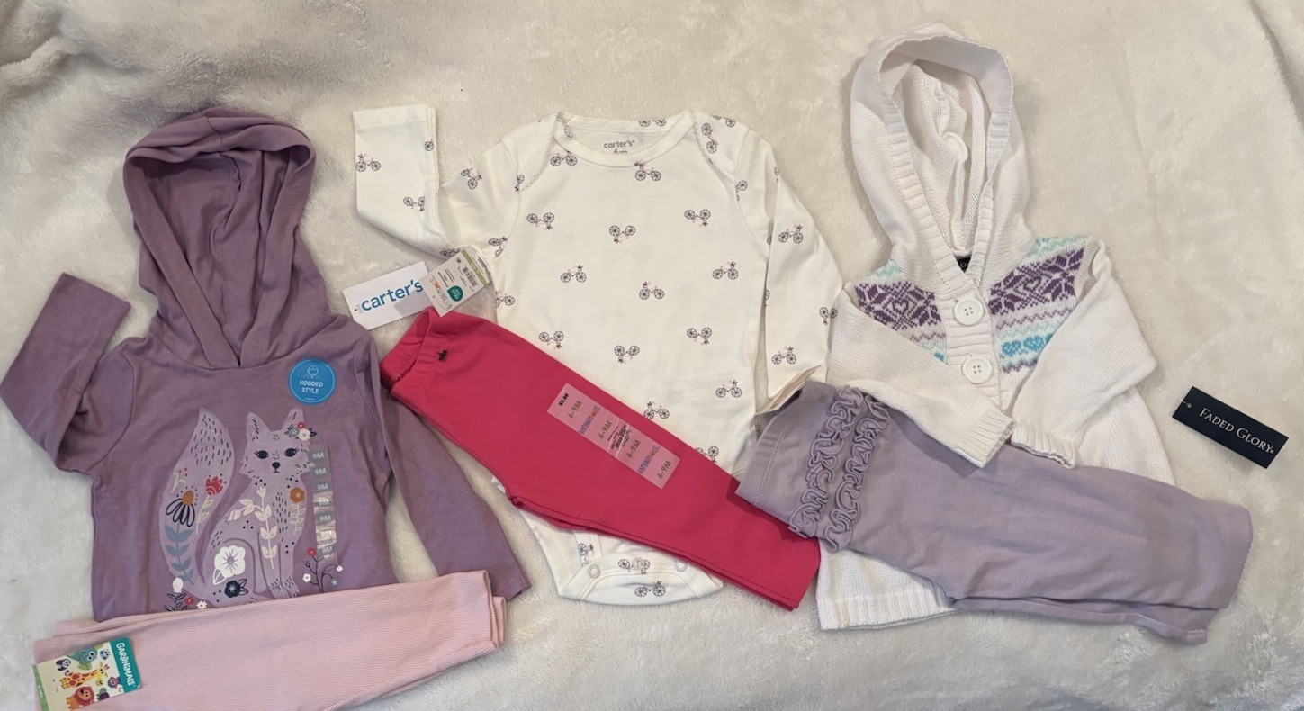 NWT, Three 6-9m Baby/infant Girl Paired Sets.
