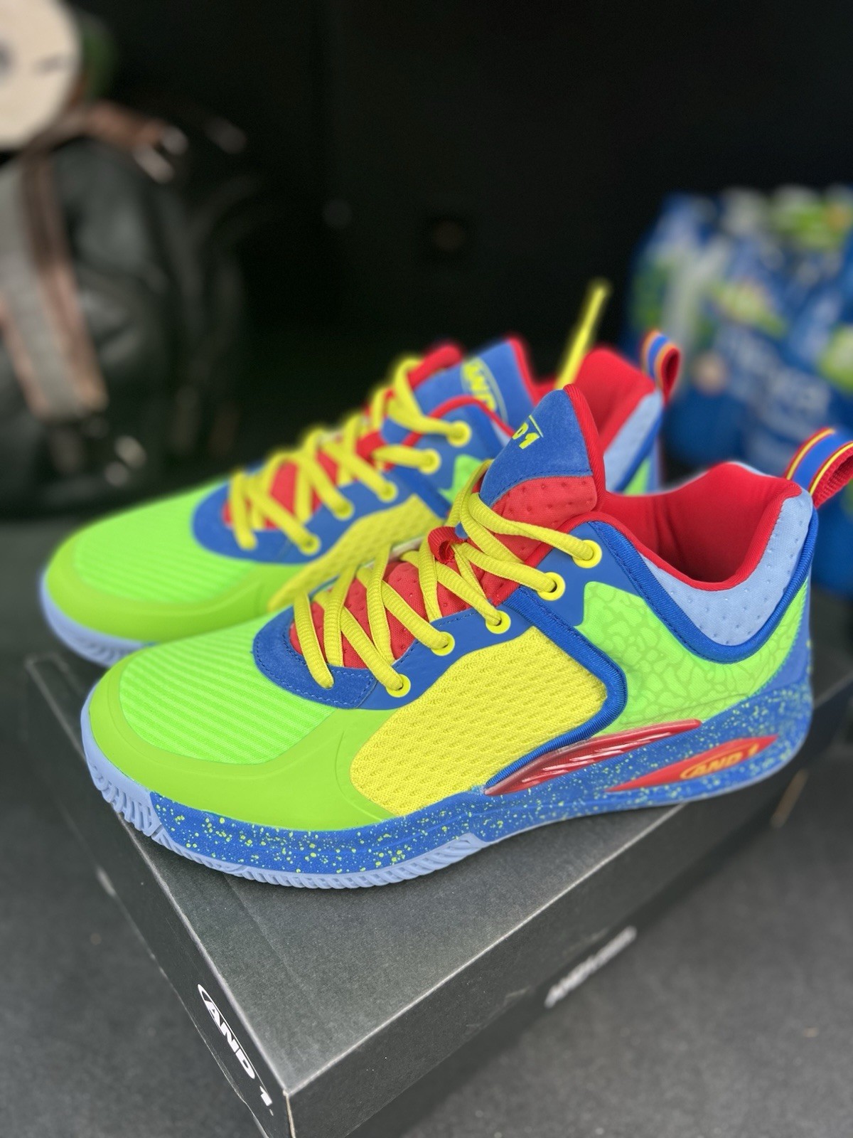 AND1 Delta TPR Green Blue Red Low Top Lace Up Athletic Sneakers sz 11