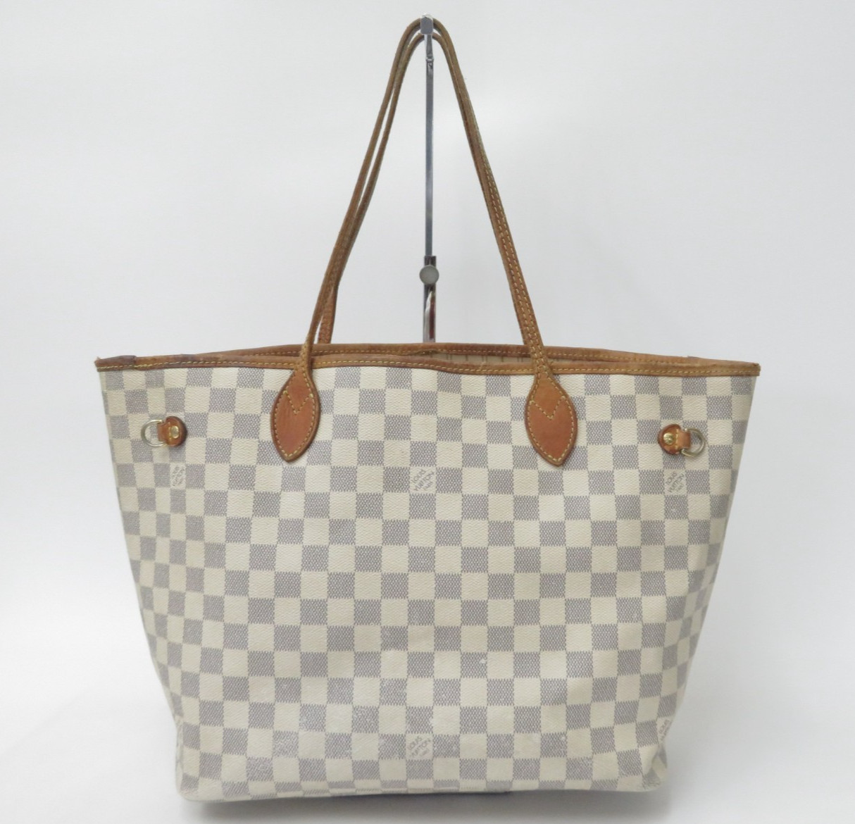 Authentic Louis Vuitton Damier Azur Neverfull MM Shoulder Tote Bag F#51574
