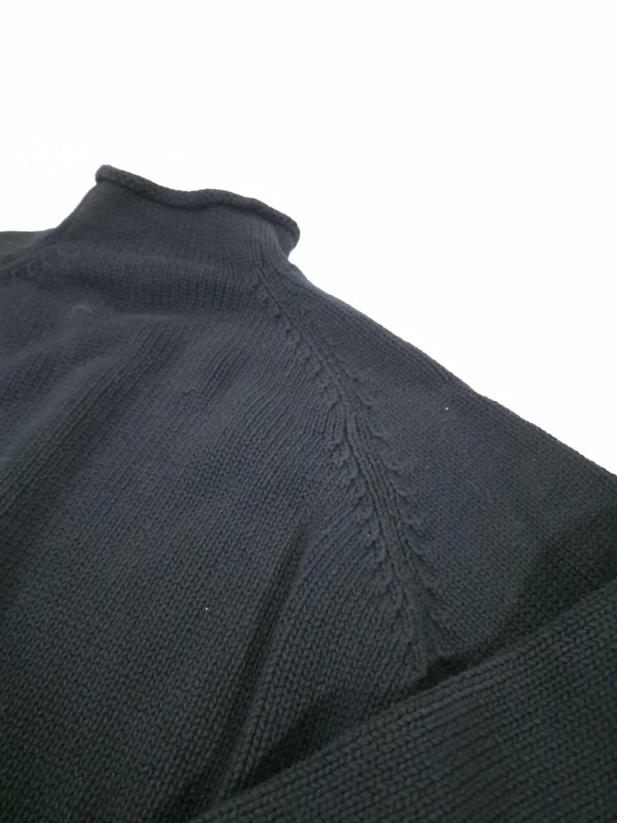 J Crew Sweater Mens XL Black 100% Cotton Roll Neck Knit Pullover Long Sleeve