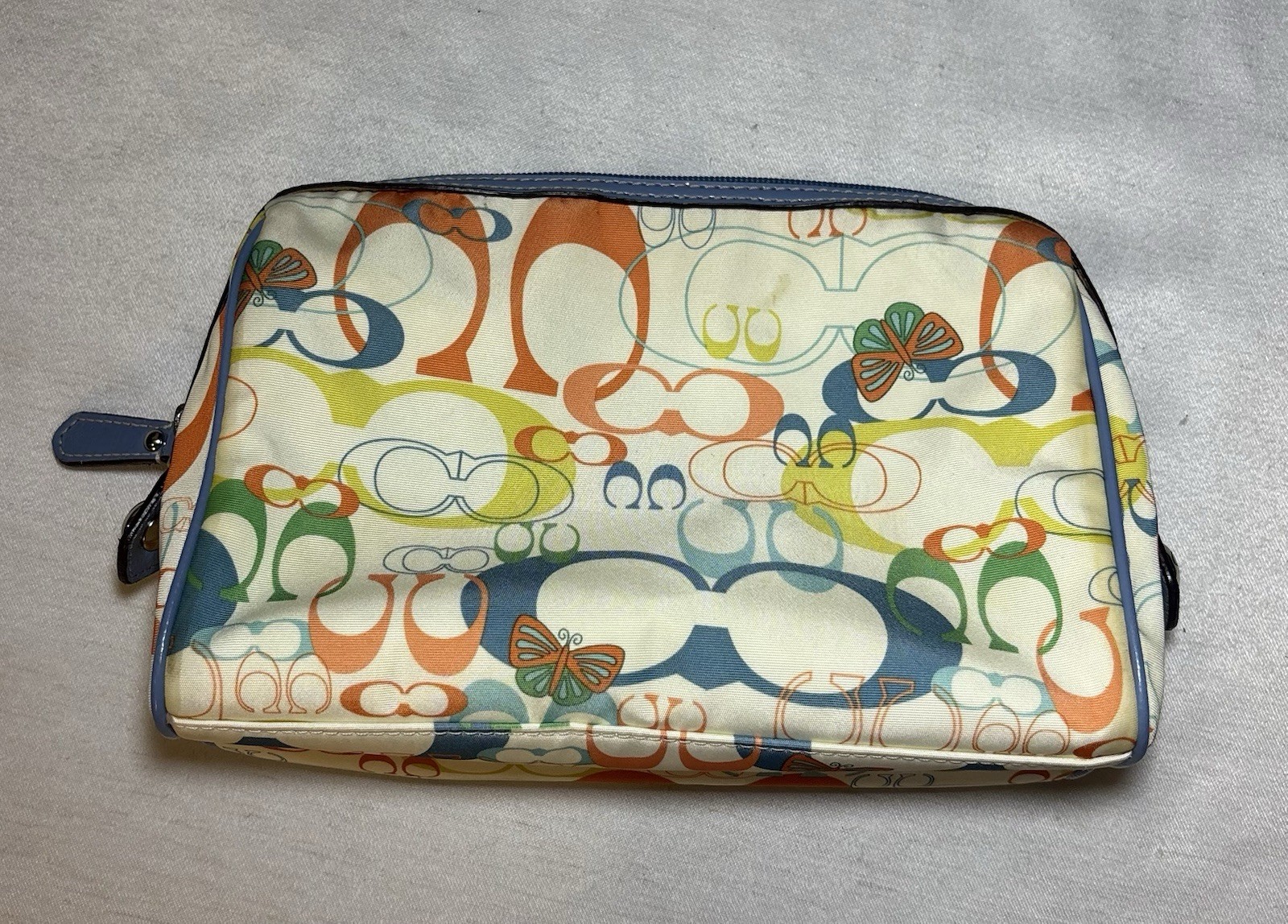 Coach Optic Butterfly Y2K Signature Travel Pouch Cosmetic Bag Satin Fabric