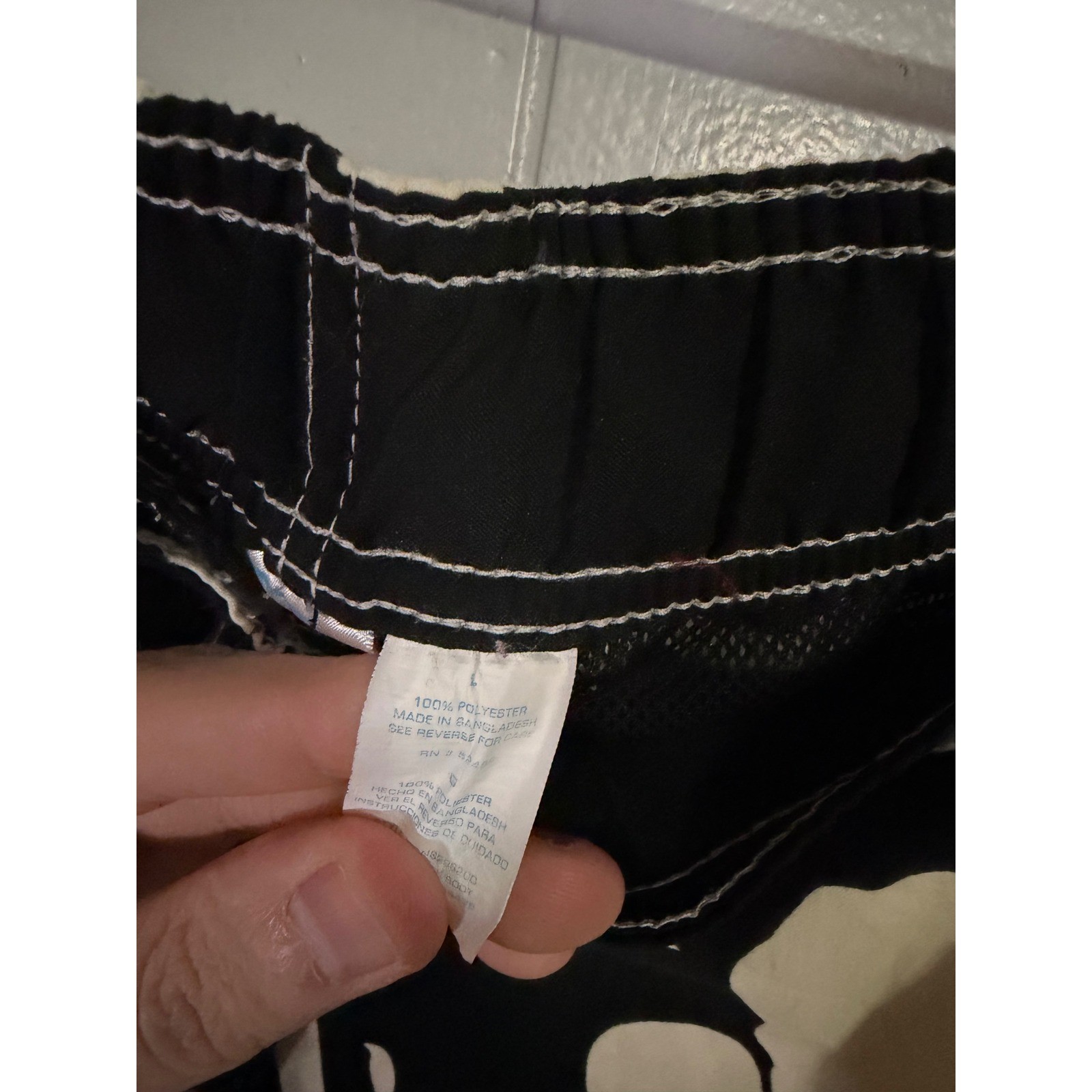 Sand N Sun Swim Trunks Mens Large Black Hibiscus Floral Board Shorts Cargo