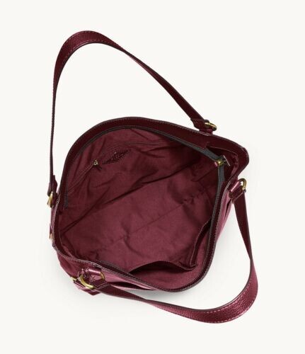 Fossil Sam Claret Red Leather Tote ZB1465599 Shoulder Bag Brass NWT $280 MSRP FS