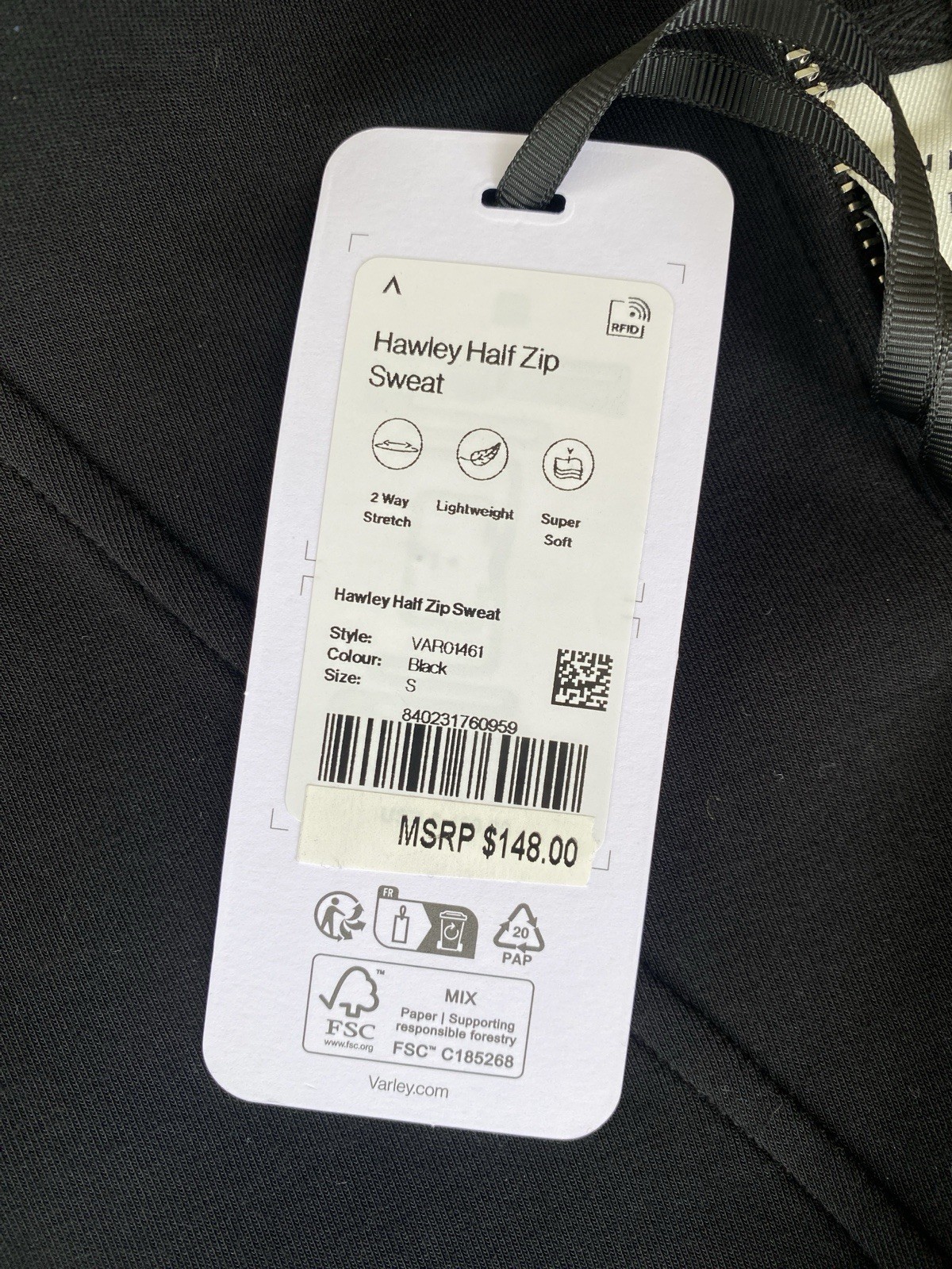 NWT Varley Hawley Half-Zip Sweater Pullover Women’s Size S Color – Black