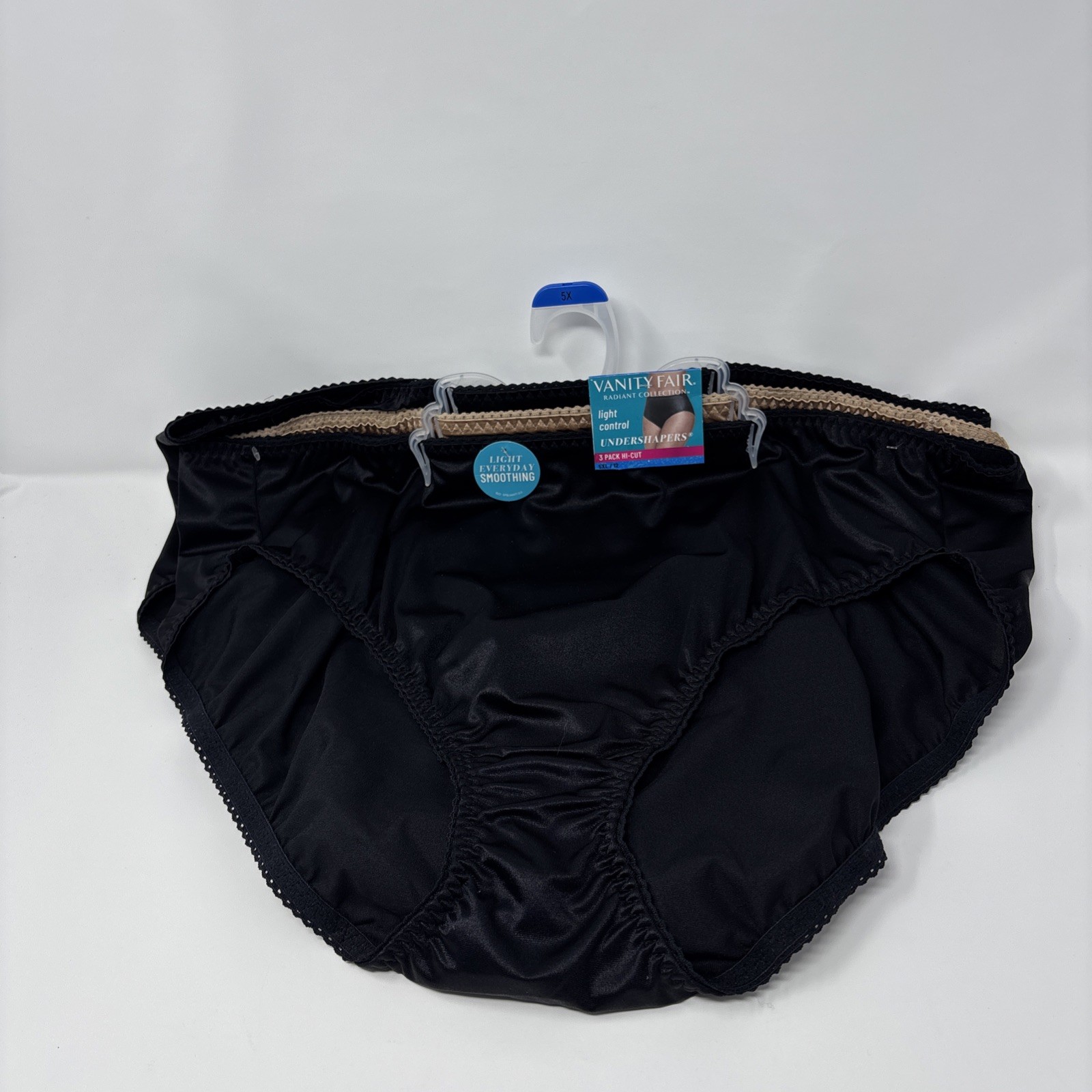 VANITY FAIR Women 3-Pair Undershapers Hi Cut Underwear Panties Nylon Size 5XL 12