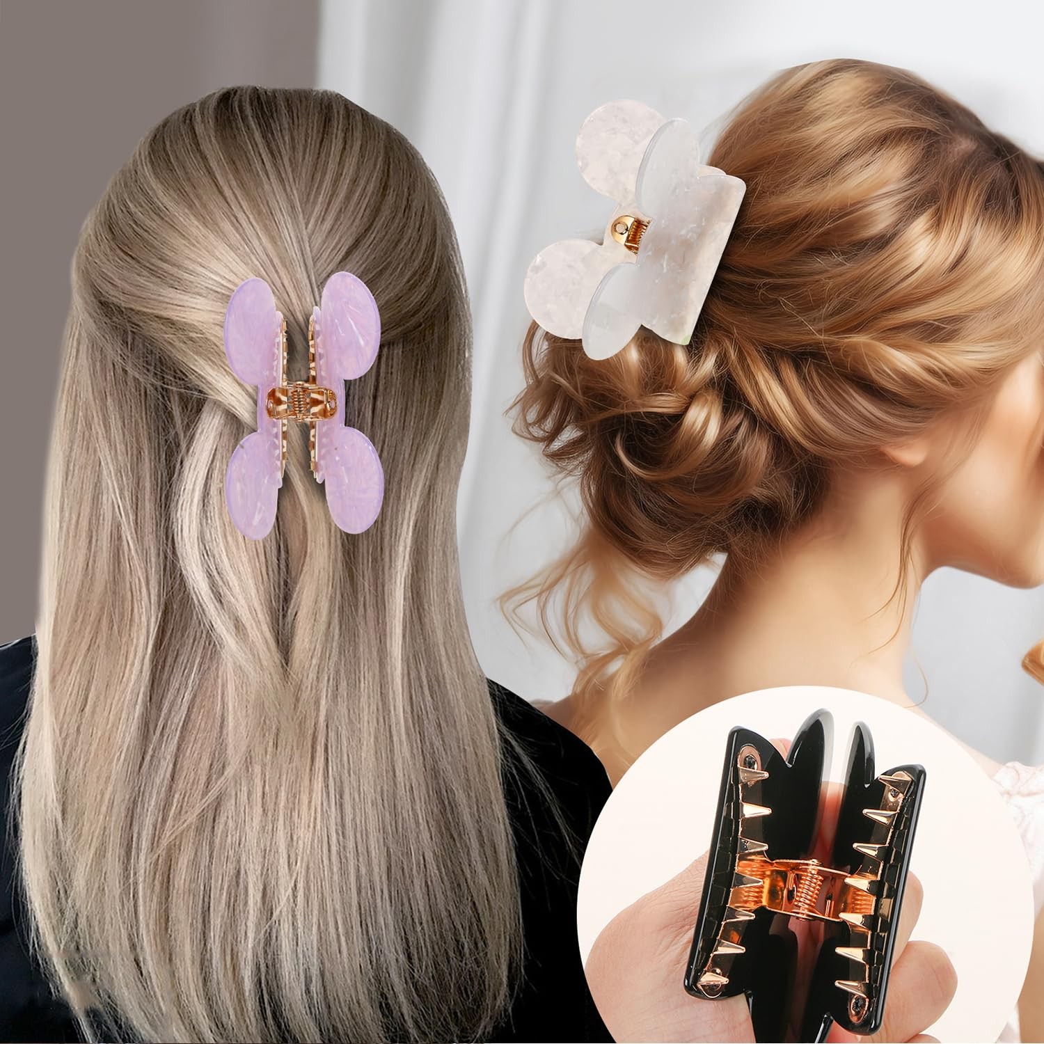 Mouse Head Hair Claw Clips, BENOSPACE 3Pcs Acrylic Lady Bear Clips for…