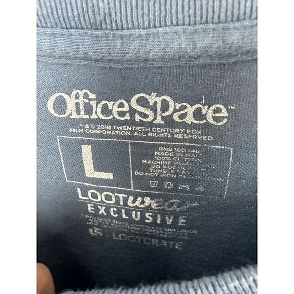 Office Space Movie Graphic Tee Blue Loot Crate Exclusive Printer Skull Men’s