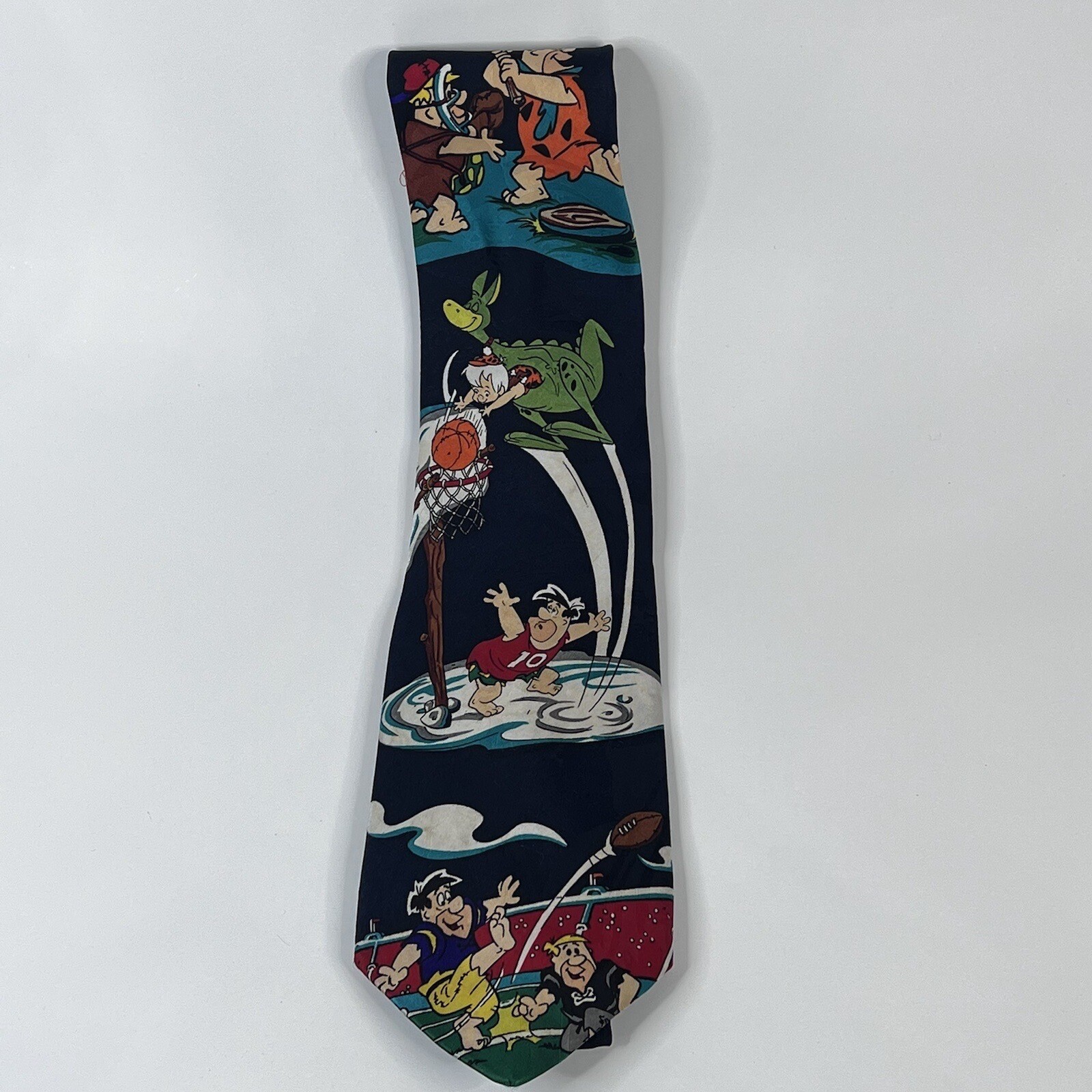 VTG Flintstones Mens Necktie Neck Tie Sports Hanna Barbera Basketball Football