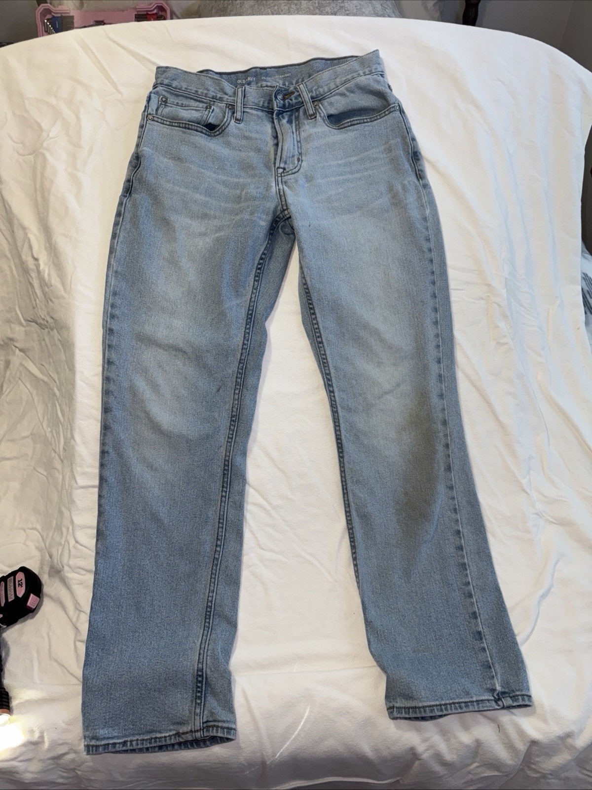Old Navy Men’s Straight Fit Light Blue Wash Built In Flex Denim Jeans Sz 28×30