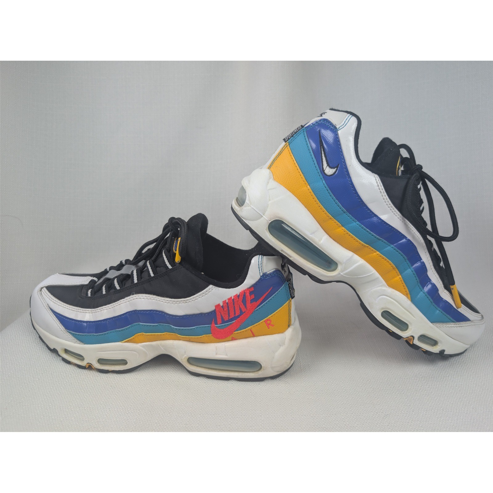 Nike Air Max 95 SE Mens Size 8 Multi Color Blue Yellow AJ2018-123 Retro Sneakers