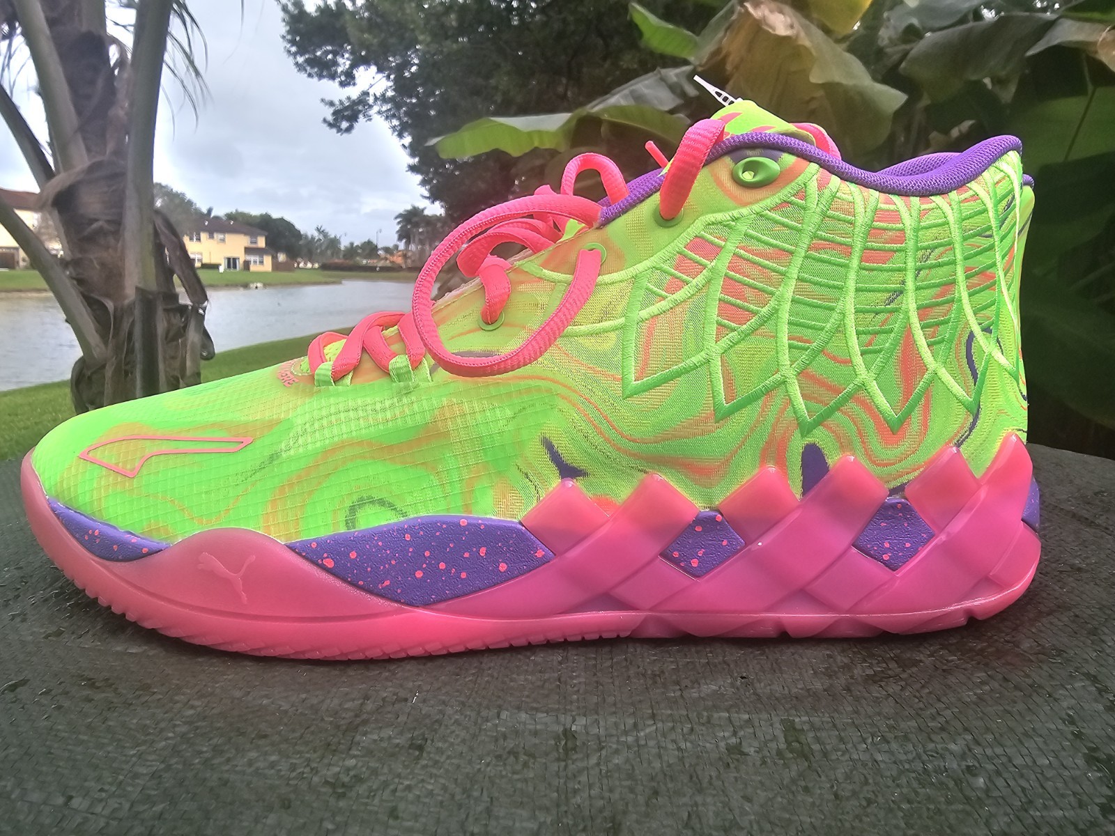Size 13 Puma MB.01 Men Basketball Shoe Green/Pink/Purple LaMelo Ball 310437 01