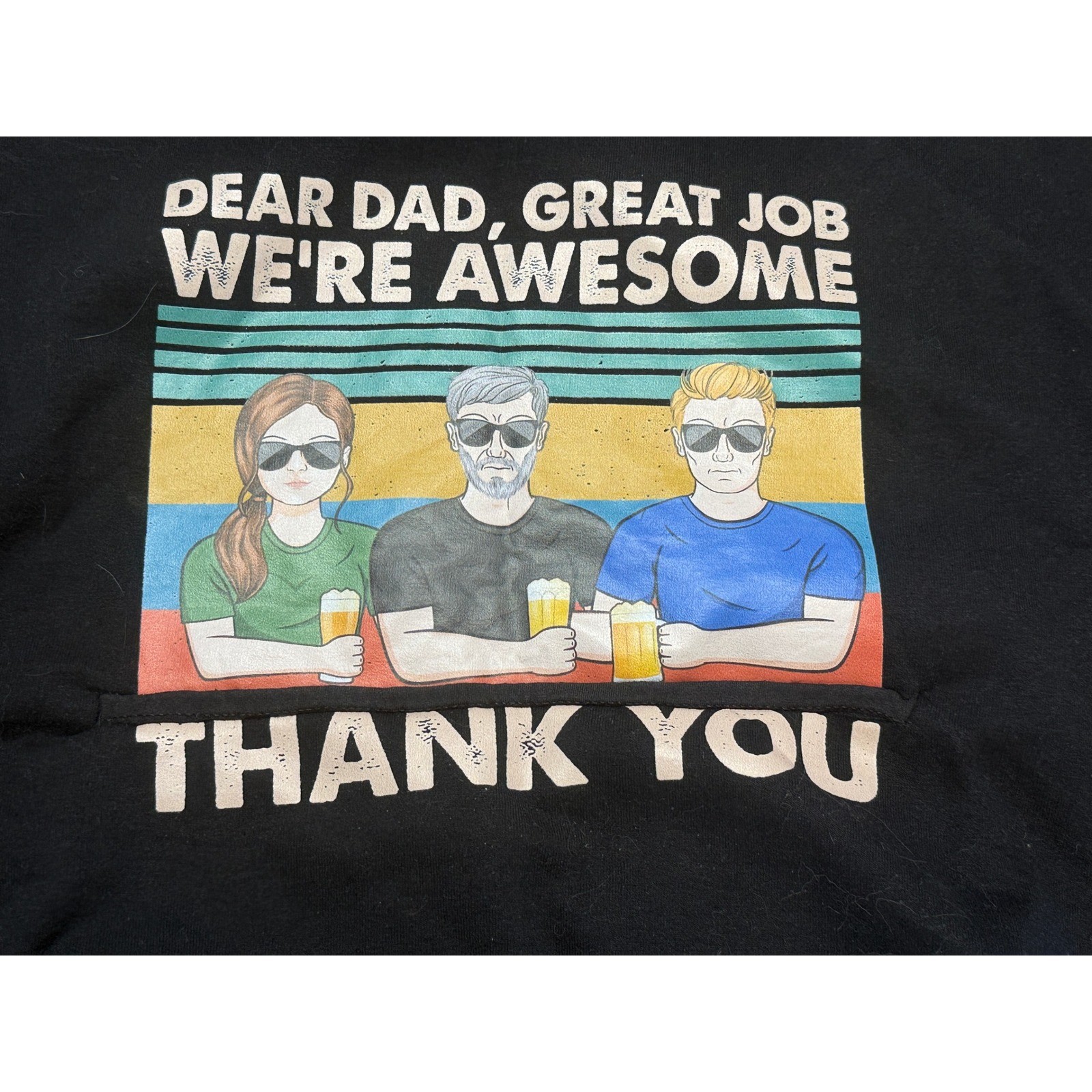 Gildan Sweatshirt Mens Medium Black Adult Dear Dad Great Job Graphic Excellent