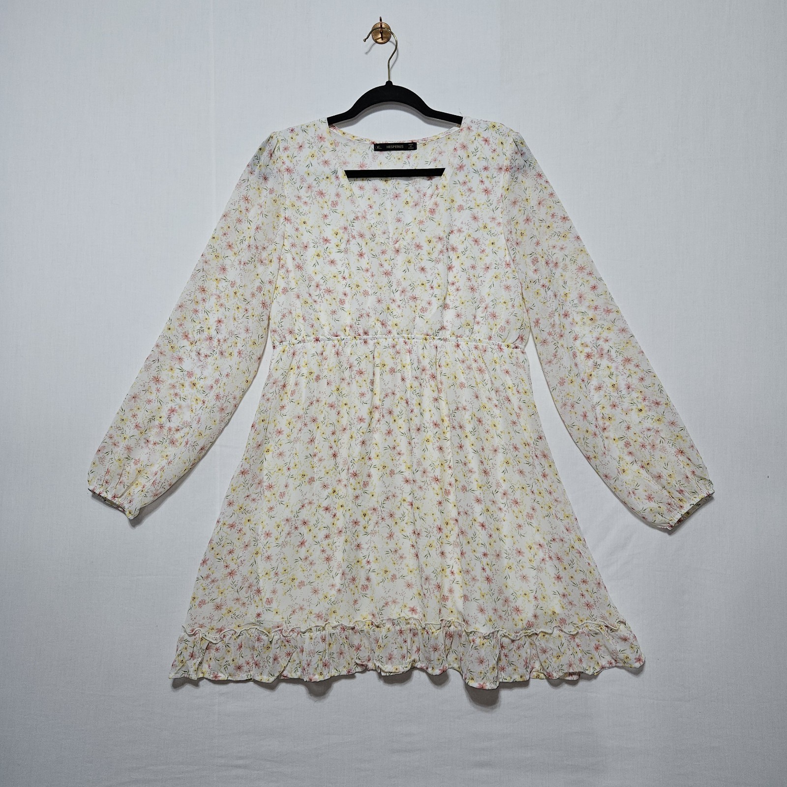 Hesperus Cottagecore Dress Womens XL Long Sleeve Ditsy Floral Coquette Boho Mini
