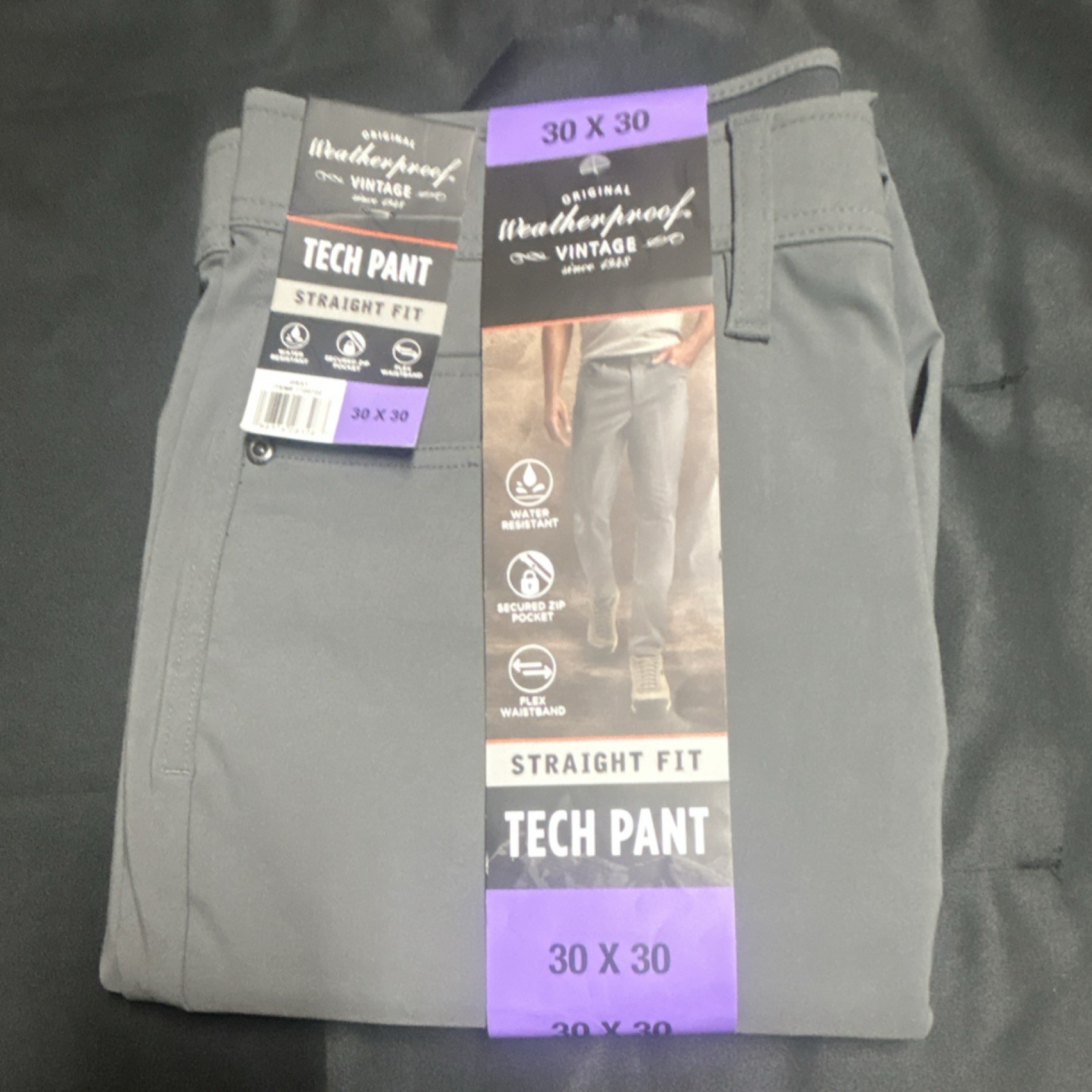 Weatherproof Vintage Tech Pant Straight Fit Gray Water Resistant Secured Zip Po…