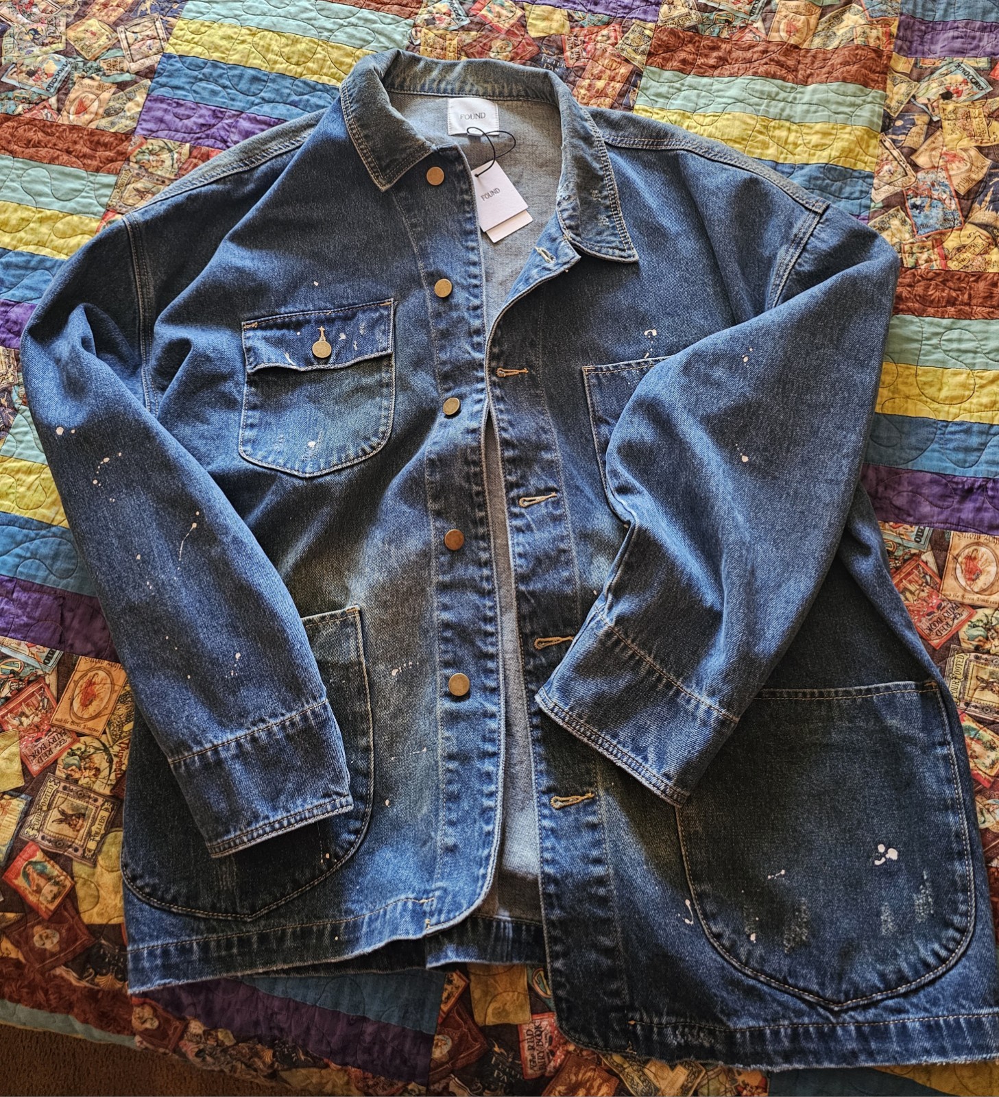 🚨🔥FOUND SANDWASH BLUE KAVIR PAINTER DENIM JACKET MEN SIZE XL RETAIL $168.00