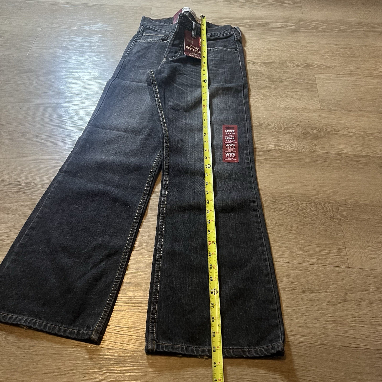 Y2K Deadstock Levi’s 567 Loose Bootcut Jeans Black Wash 28×28.5 Baggy Vintage