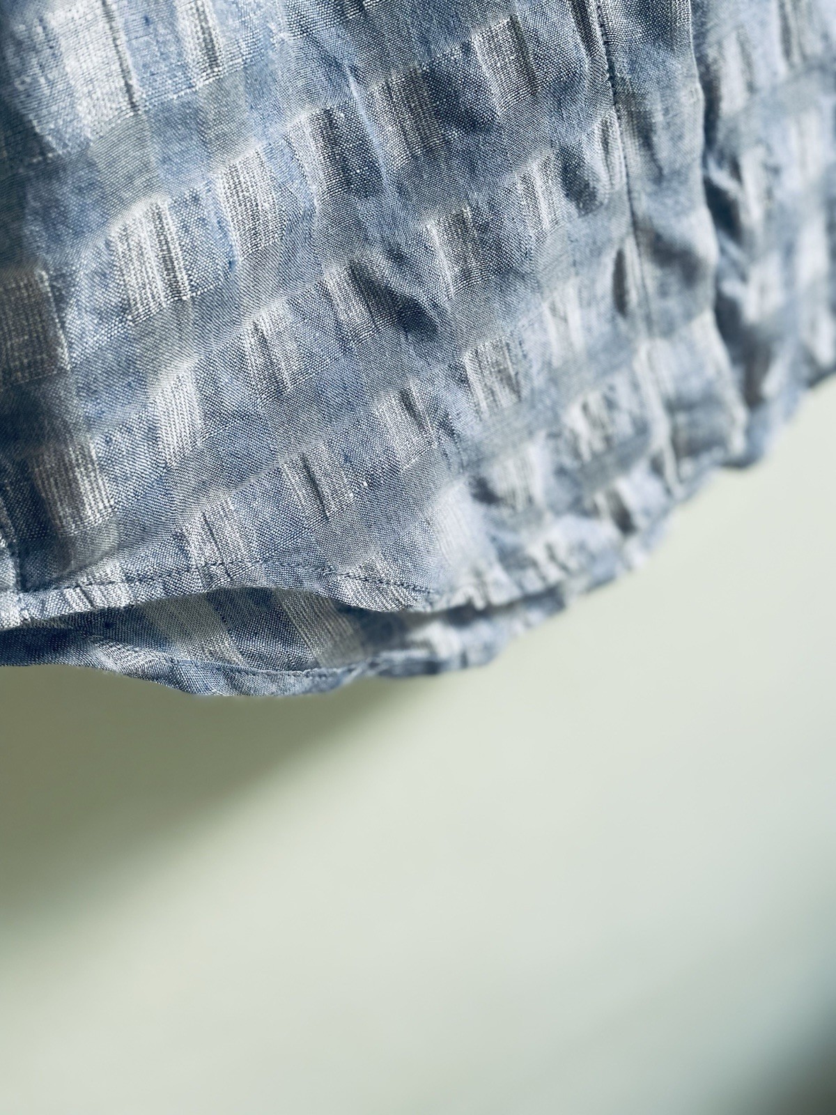 Poetry Blue Plaid Check Crinkle Effect Blue Long Sleeved Relaxed Fit Blouse Uk 6