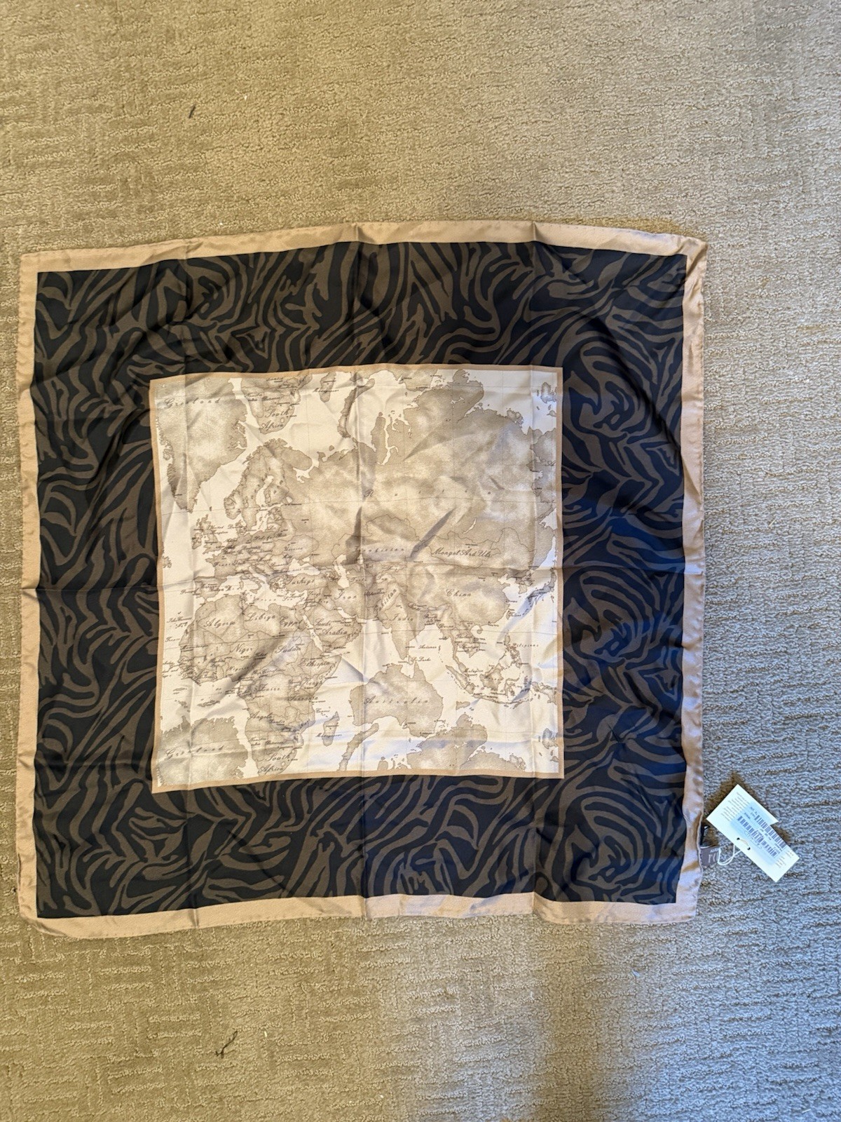 Alviero Martini Foulard Silk Scarf NWT Map Print