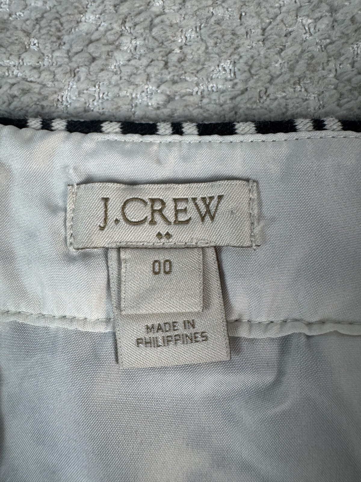 J.Crew Skirt Womens 00 Black White Pencil Lined Geometric Chevron Style G1707
