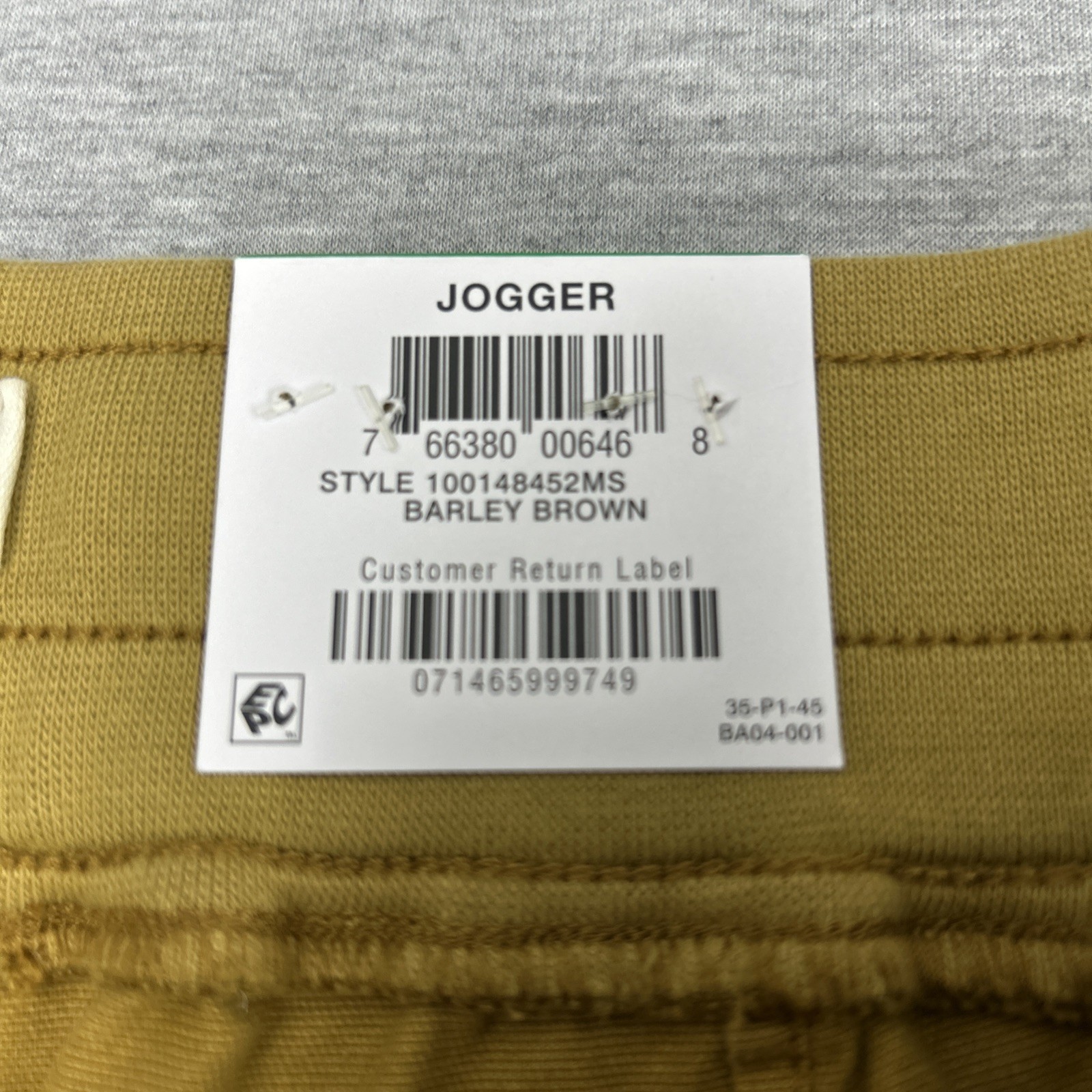 Style & Co Jogger Mid-Rise Comfort Waist Size Large Barley Brown