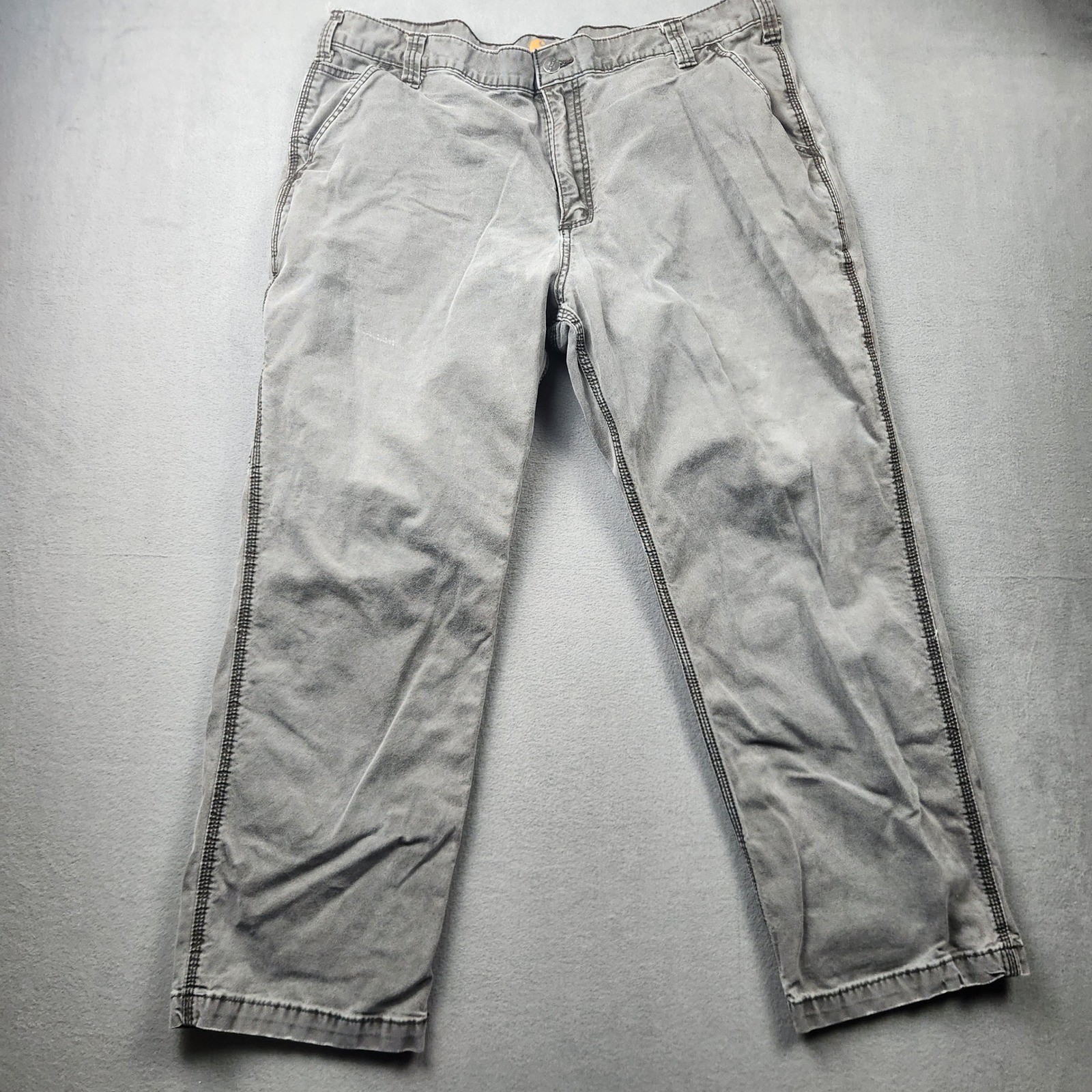Carhartt Relaxed Fit Gray Canvas Work Pants Mens 42×30 Rugged Carpenter Utility