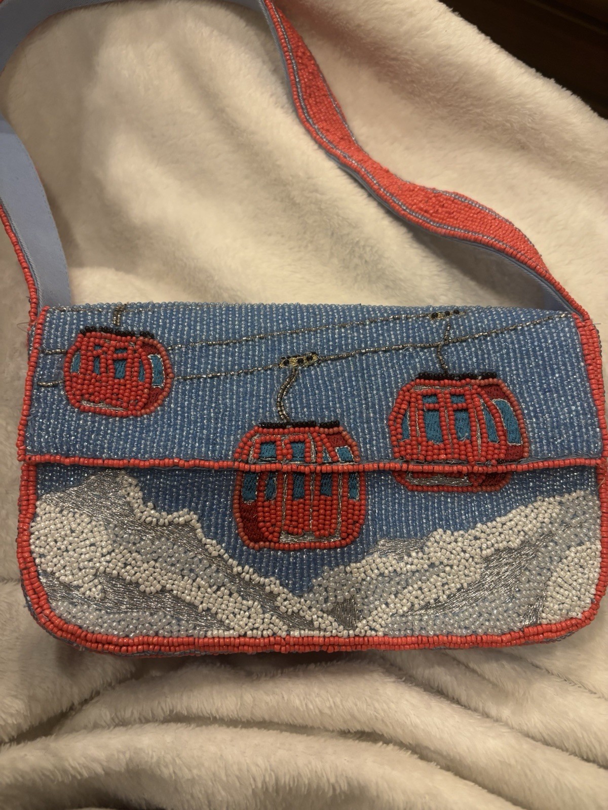 NEW Anthropologie Fiona Beaded Bag Winter Icon Gondola Ski Lift Handbag Sold Out