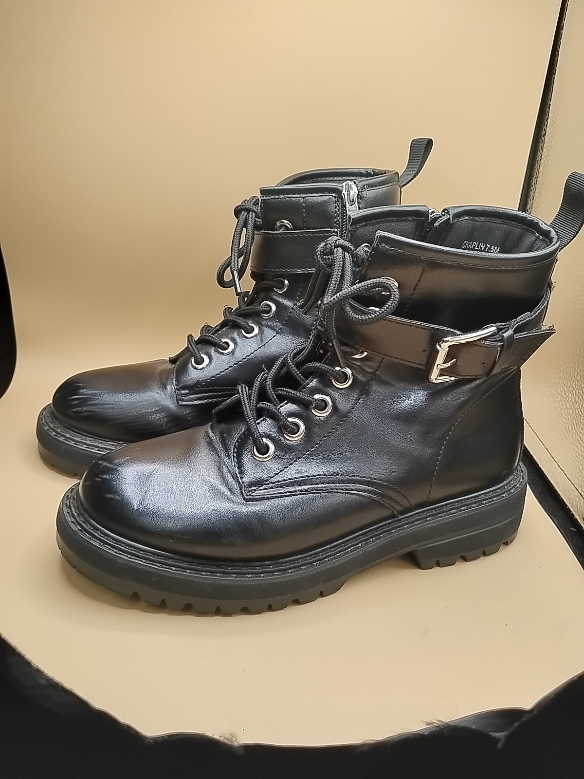 Motorcycle Boots DunesBoots Black 7.5 Zipper And Lace Up Black Boots Women’s