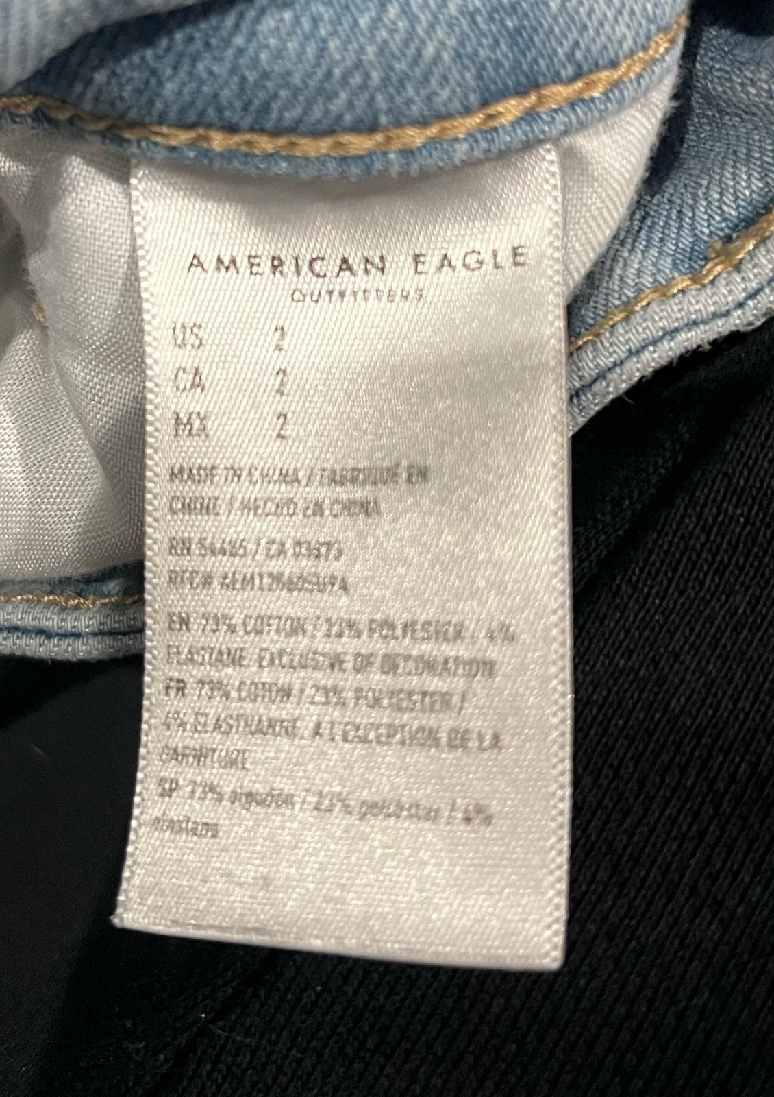 American Eagle Hi-Rise Shortie Light Wash Distressed Cut-Off Shorts 2 26W