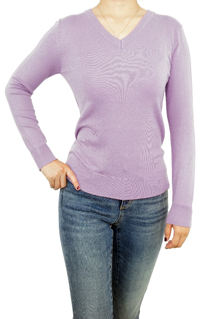 Women Pullover V-Neck Fitted or Loose Casual Jumper Sweater Soft Knitted